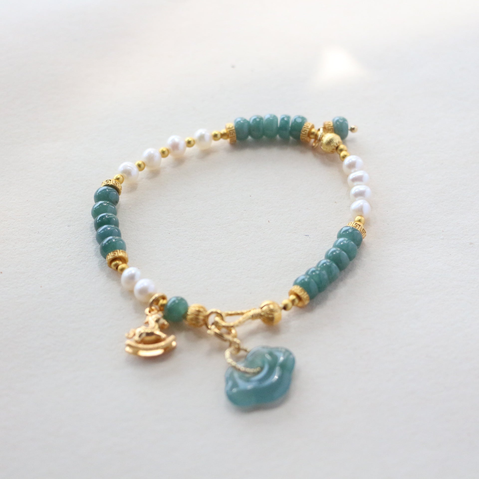 Jekira Jade & Pearl Bracelet with Ruyi Pendant