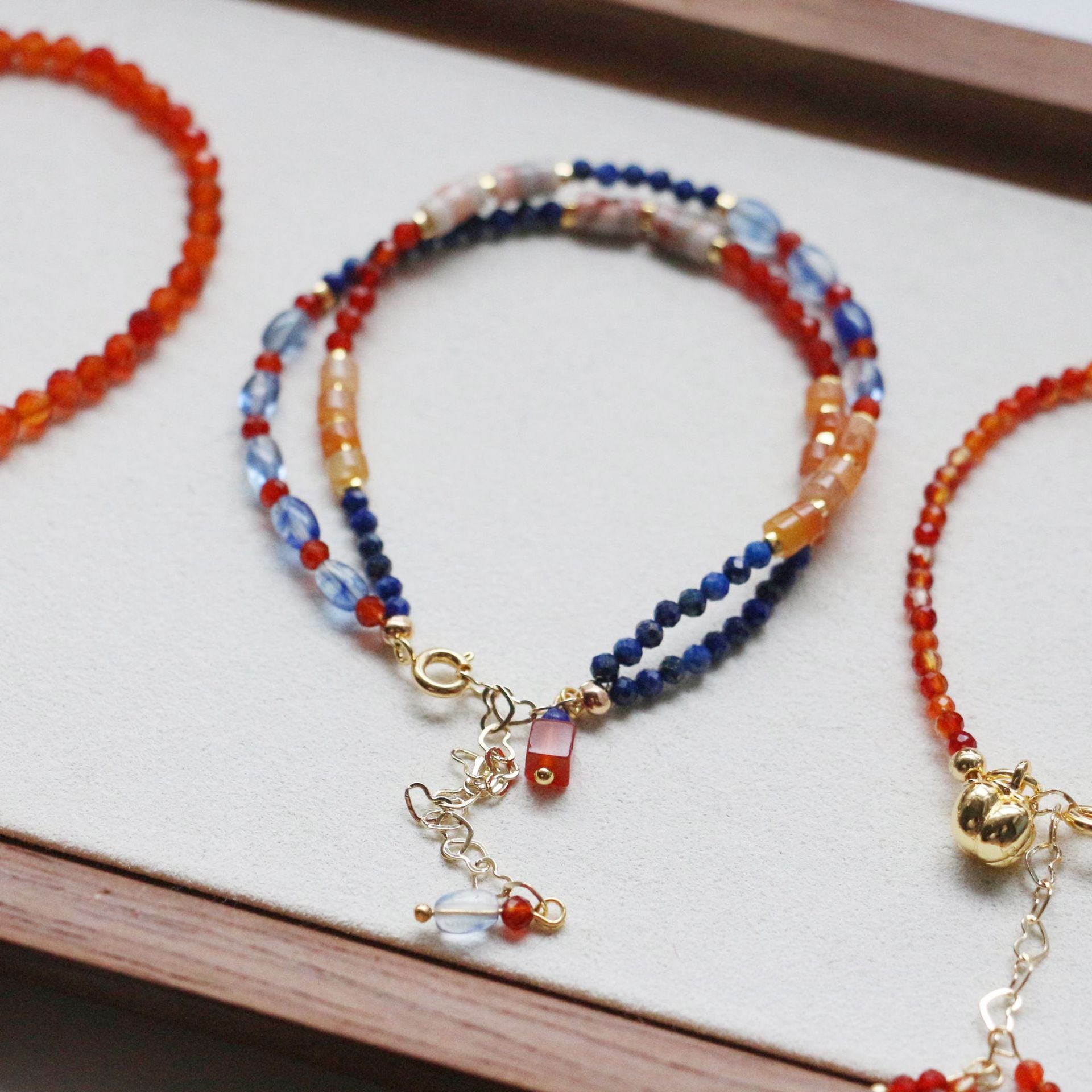 JEKIRA Vintage Carnelian & Lapis Lazuli Bracelet Set