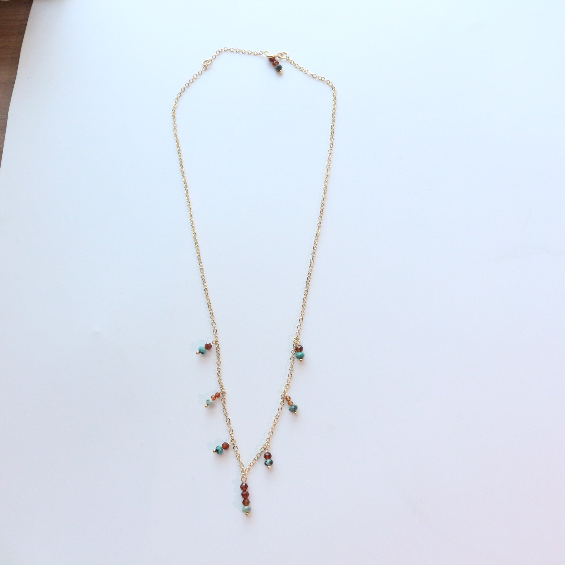 JEKIRA Sunset Oasis Turquoise & Spessartine Garnet Layering Necklace Duo