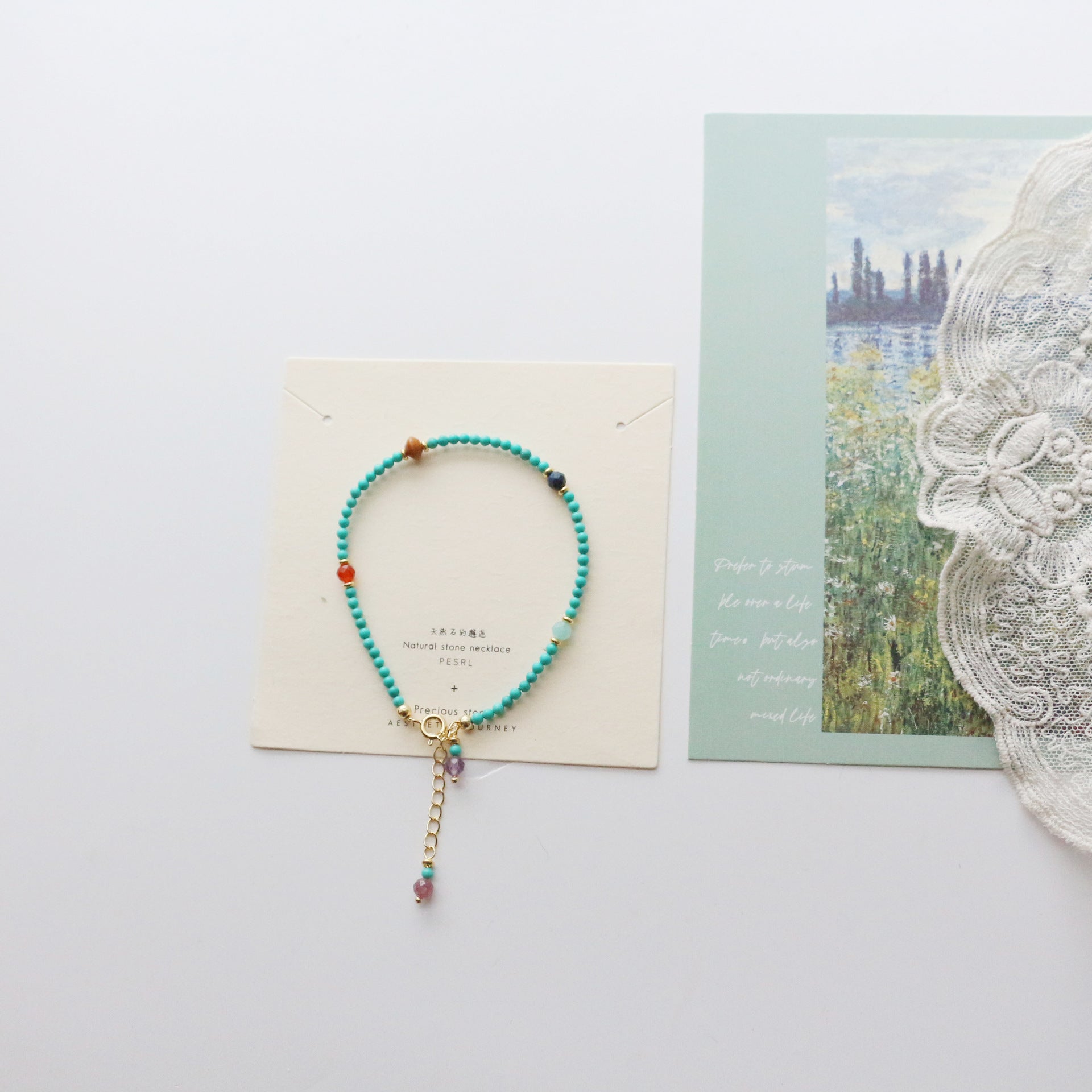 JEKIRA Rainbow Magnesite Turquoise Multi-Gem Necklace & Bracelet Set