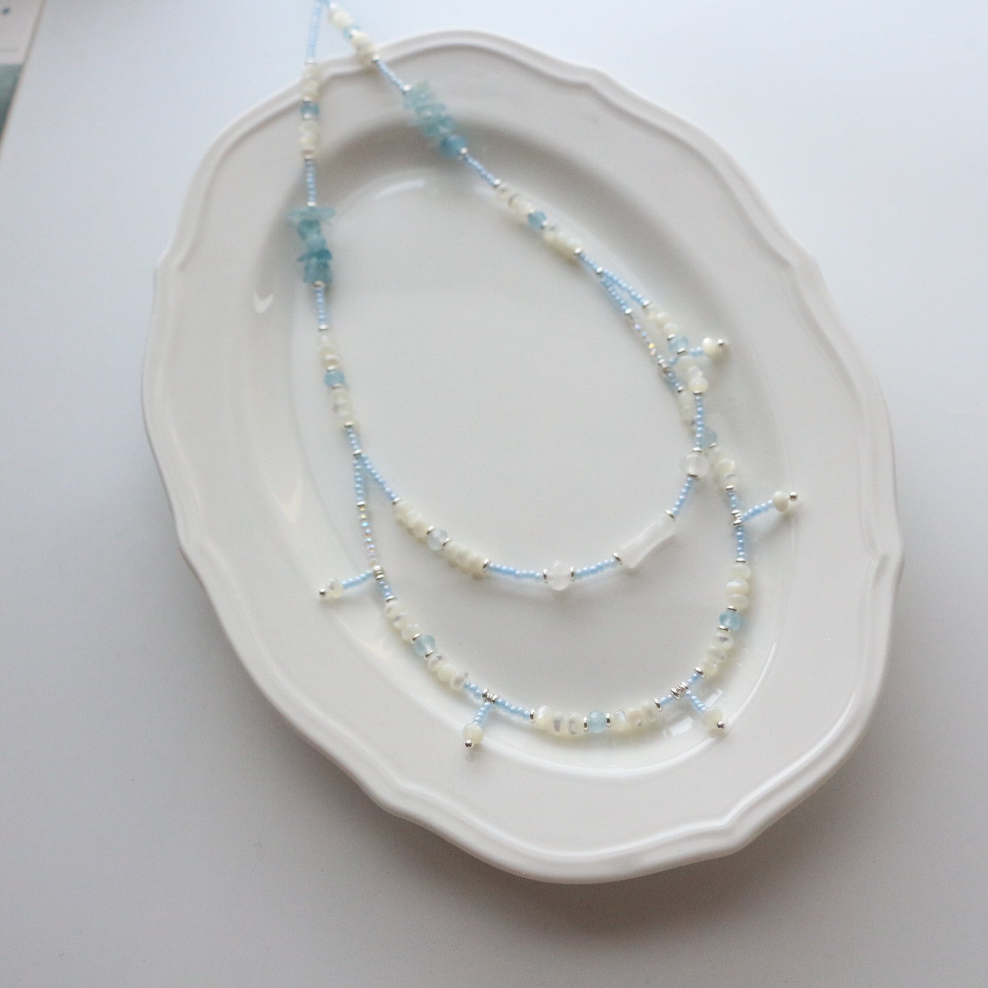 JEKIRA Aquamarine & White Crystal Jewelry Set