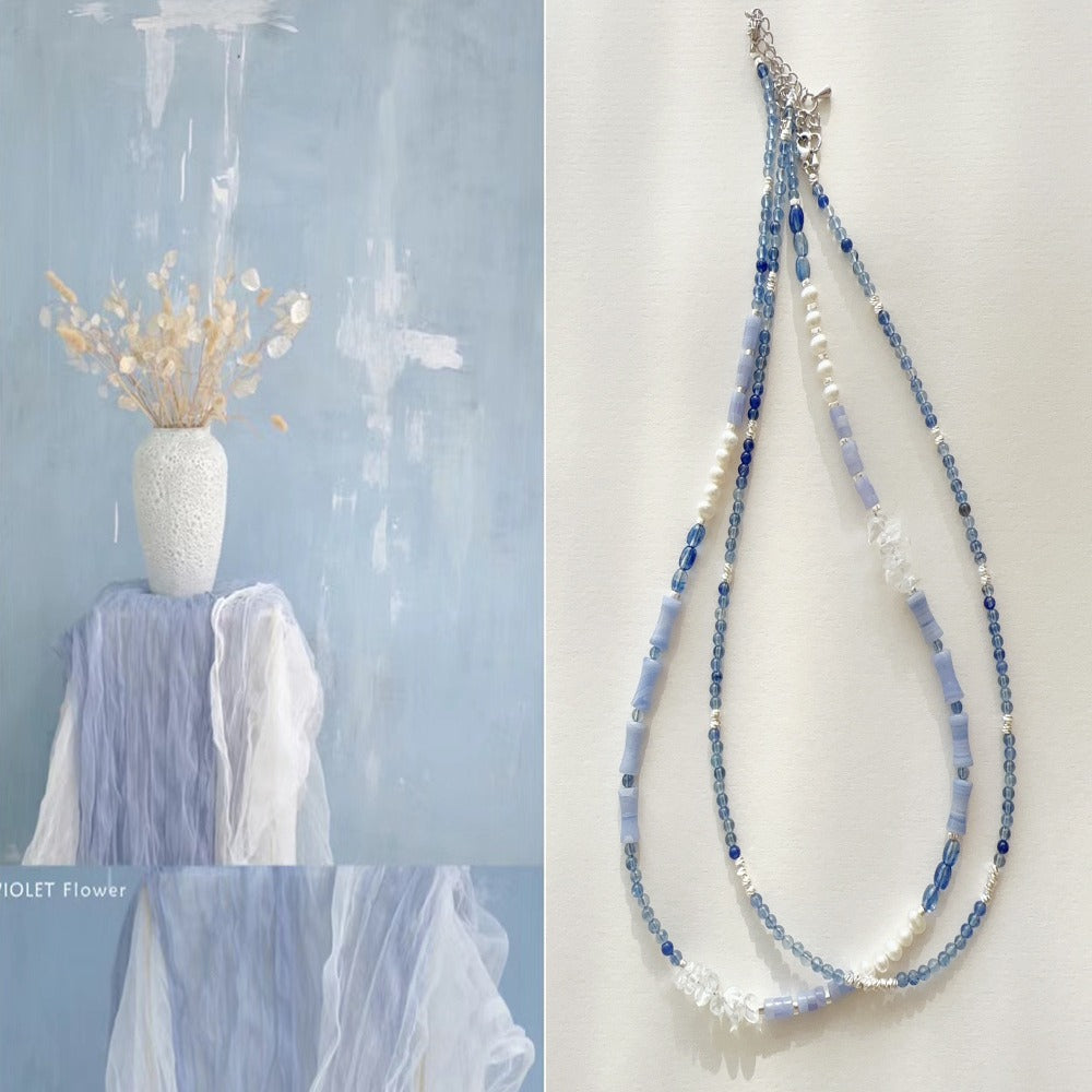 JEKIRA Chinese Ink-Wash Style Blue Gemstone Necklace