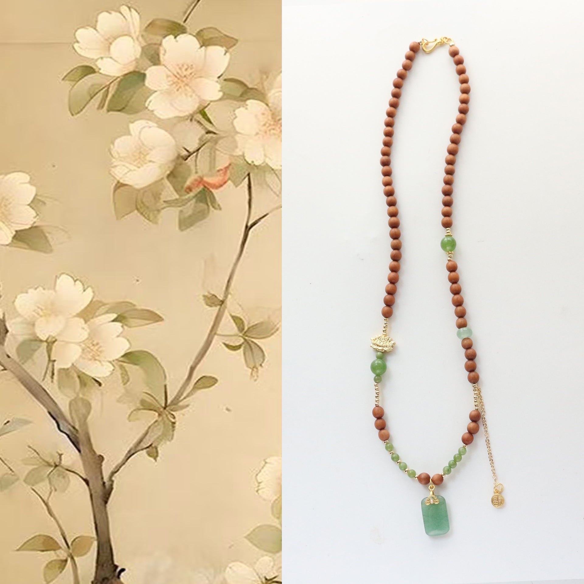 JEKIRA New Chinese Sandalwood Emerald Zen Necklace