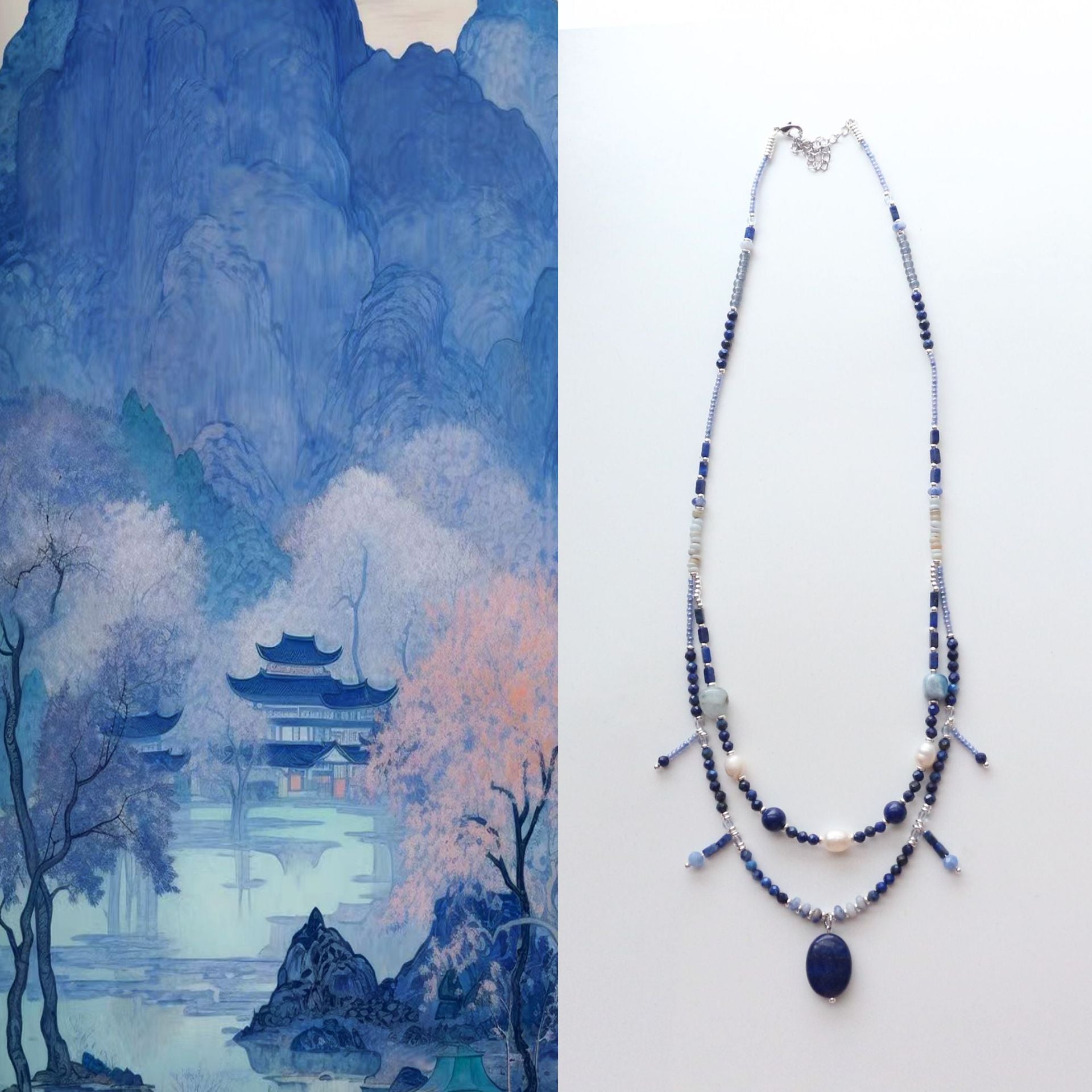 JEKIRA Sunset Oasis Turquoise & Spessartine Garnet Layering Necklace