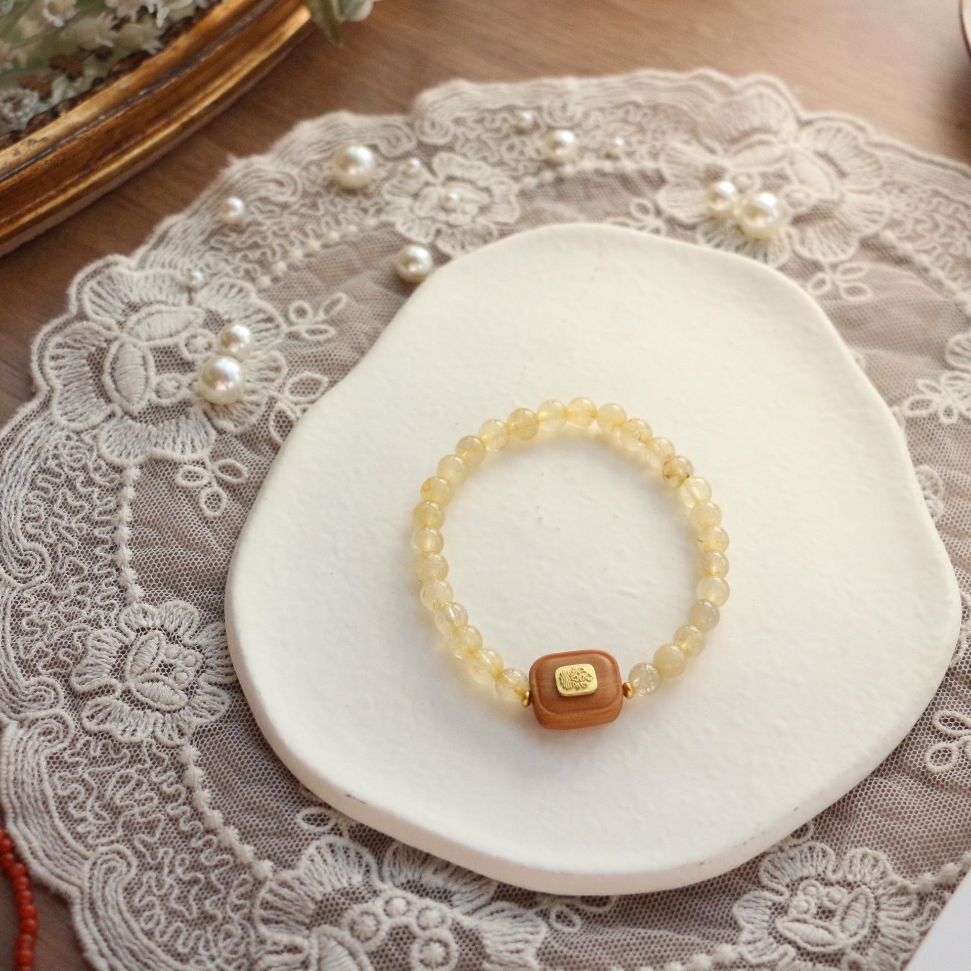 JEKIRA Citrine & Wood Bead Bracelet