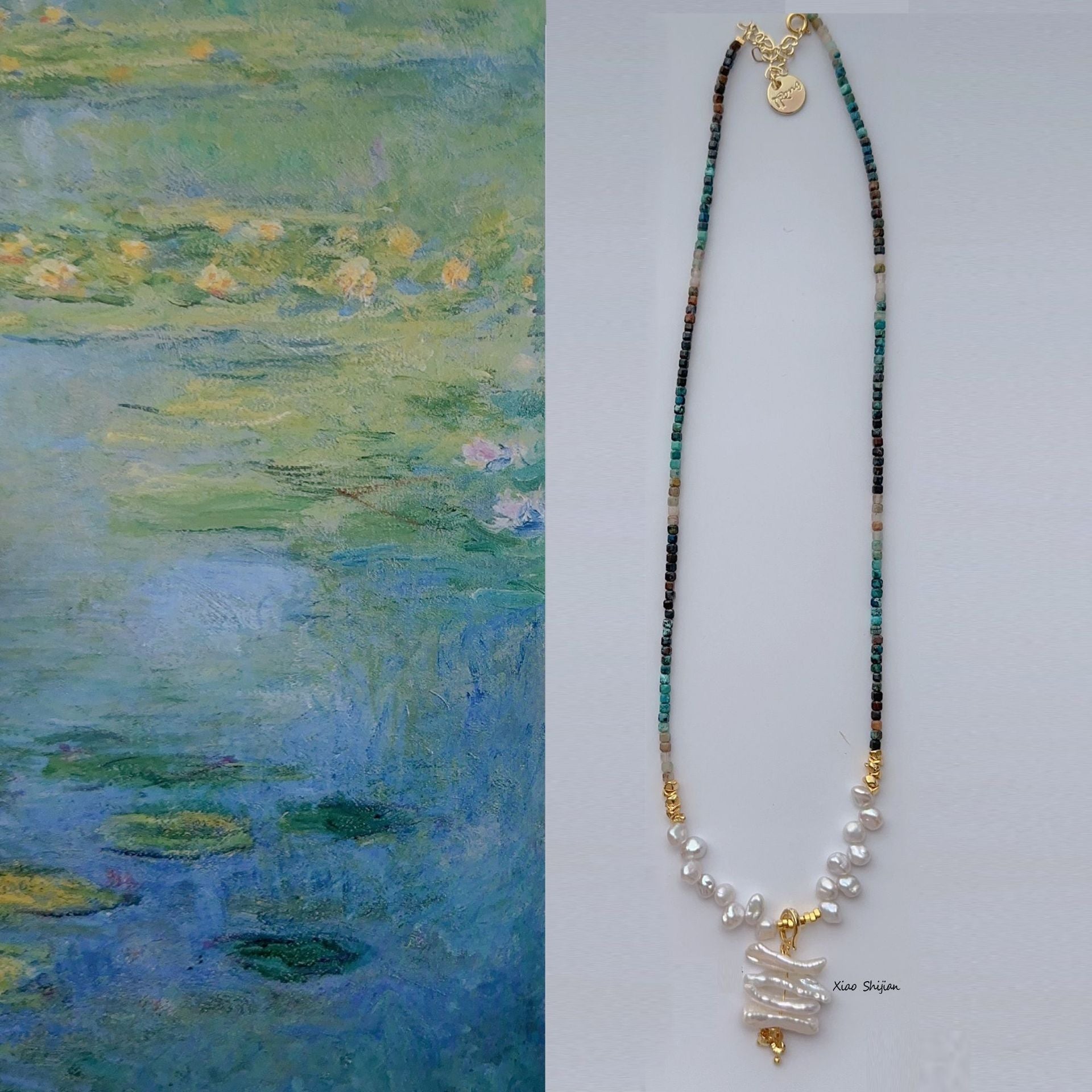 JEKIRA Ocean Muse Blue-Green Gemstone & Baroque Pearl Necklace