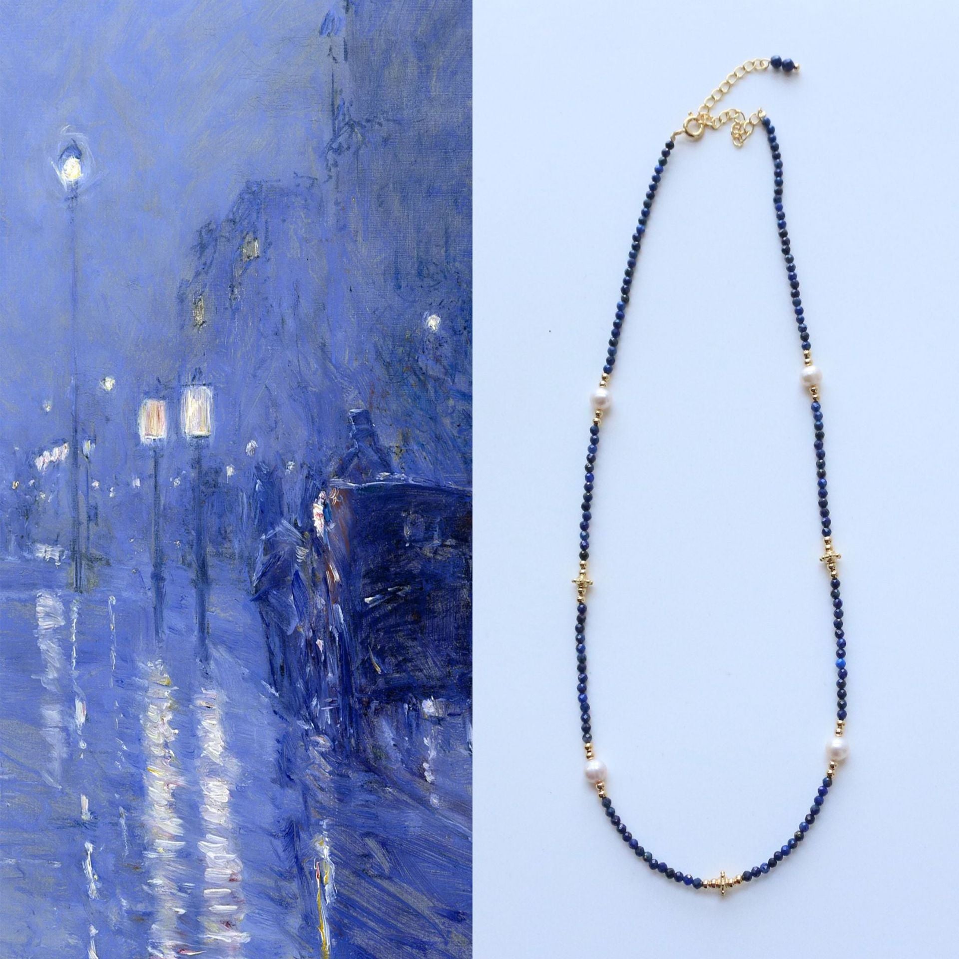 Jekira Delicate Lapis Lazuli & Baroque Pearl Necklace