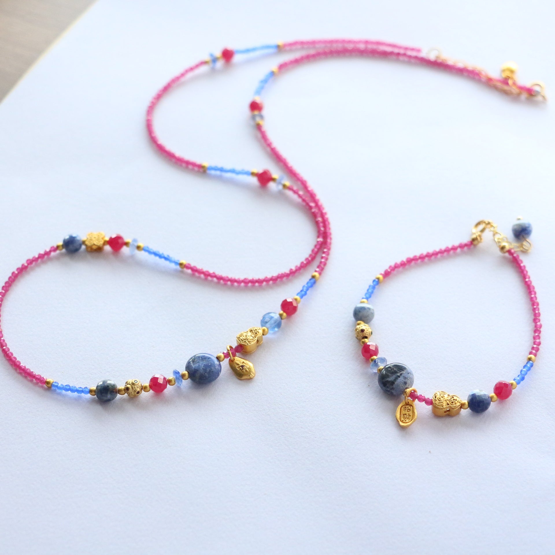 Jekira Ruby Necklace & Bracelet Set