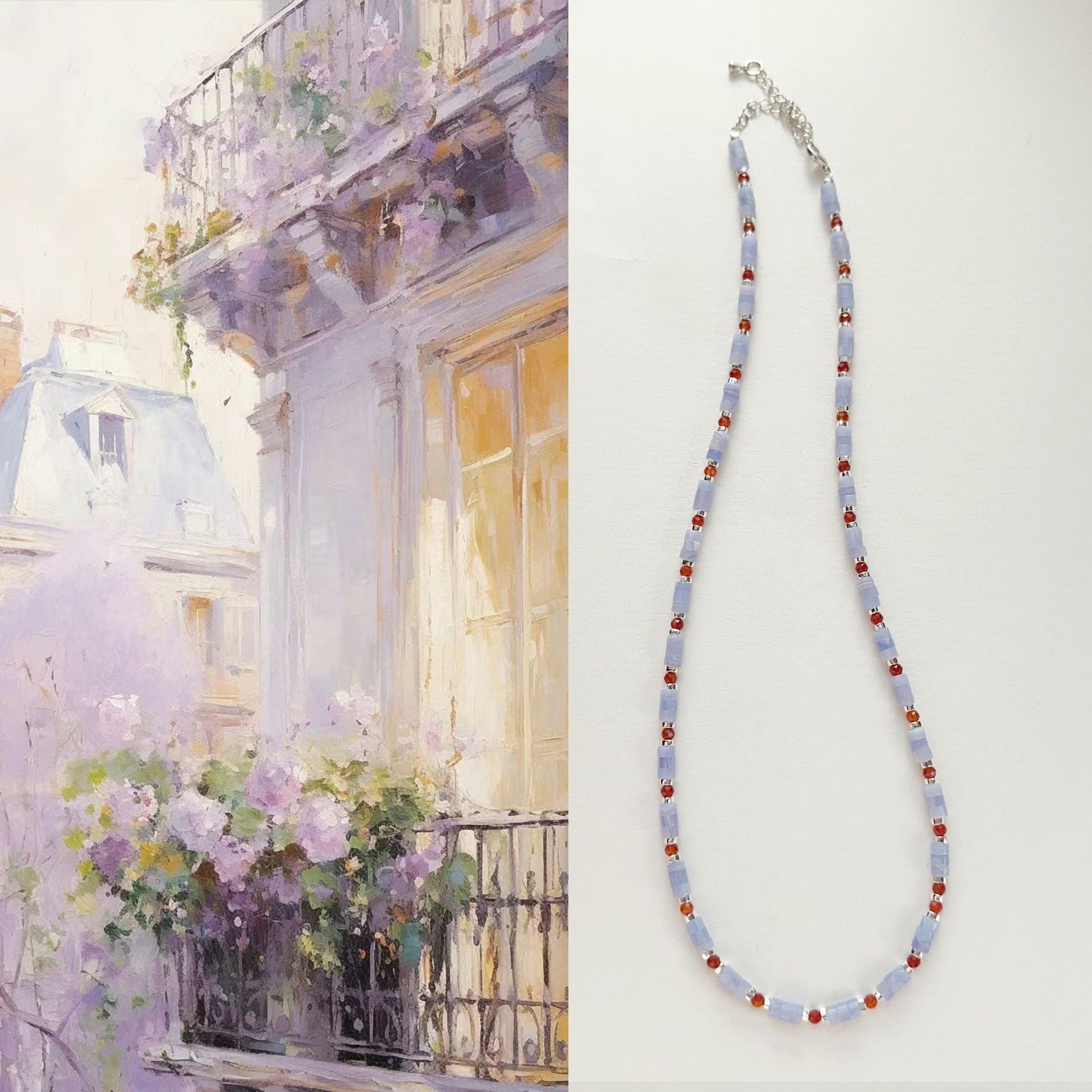 Jekira Amethyst & Red Agate Adjustable Necklace