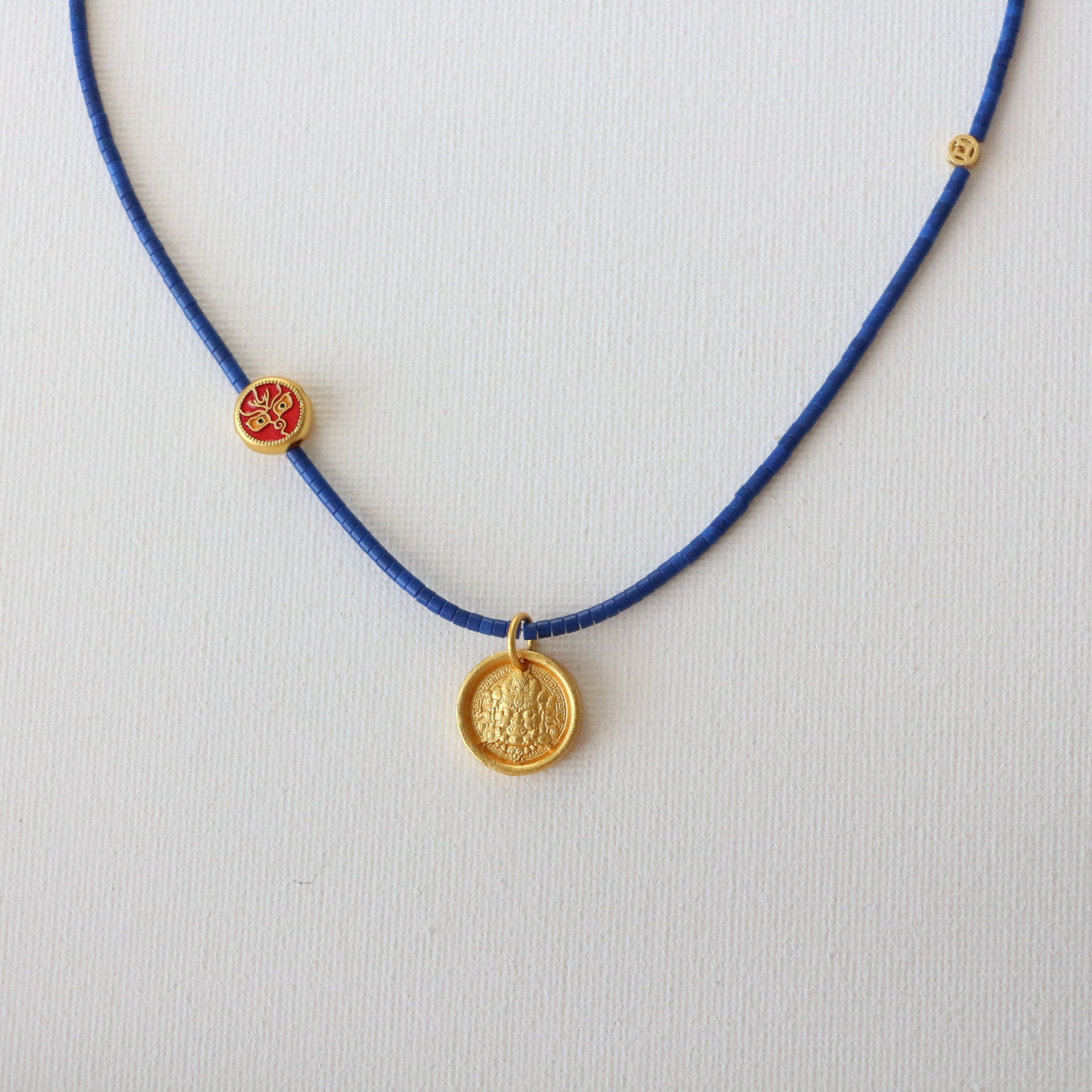 Jekira Lucky Circle Blue Gemstone Set – Adjustable Necklace & Bracelet