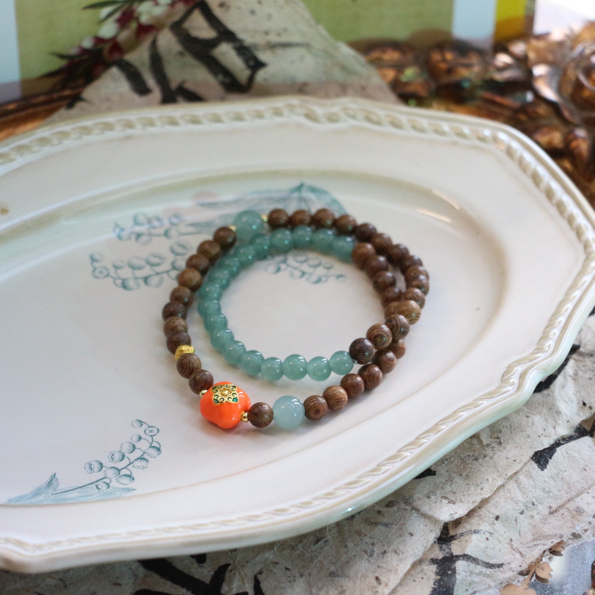 JEKIRA Double-Layer Chicken Wing Wood Prayer Bead Bracelet