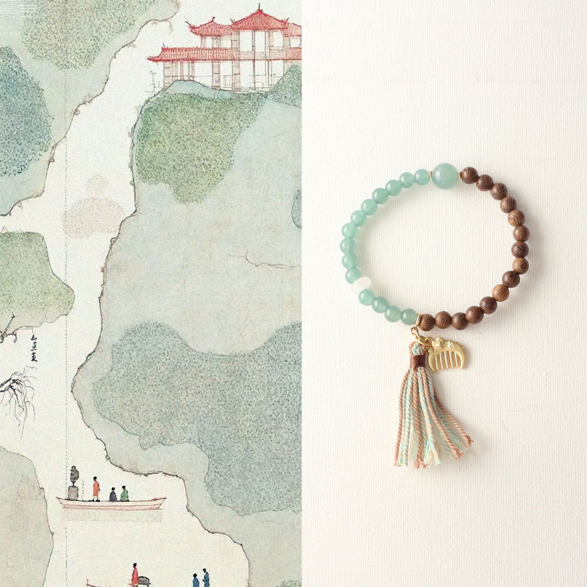 JEKIRA Zen Sandalwood & Green Gemstone Bracelet Set