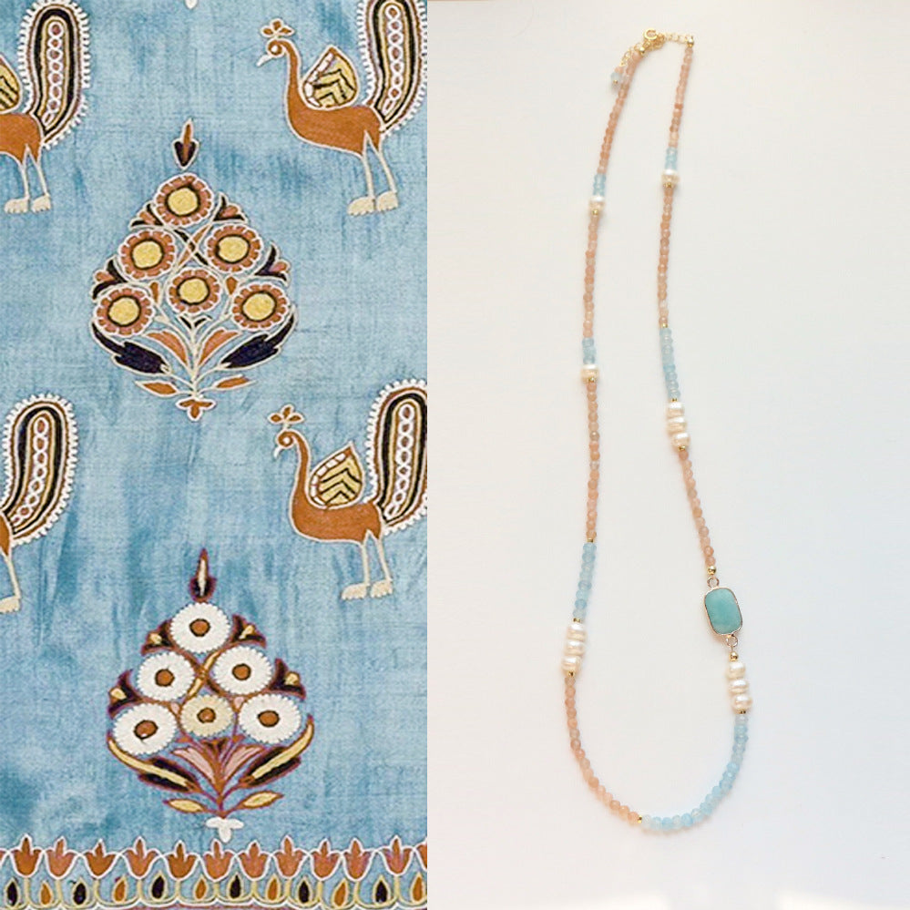 JEKIRA Aquamarine Sunstone Beaded Necklace