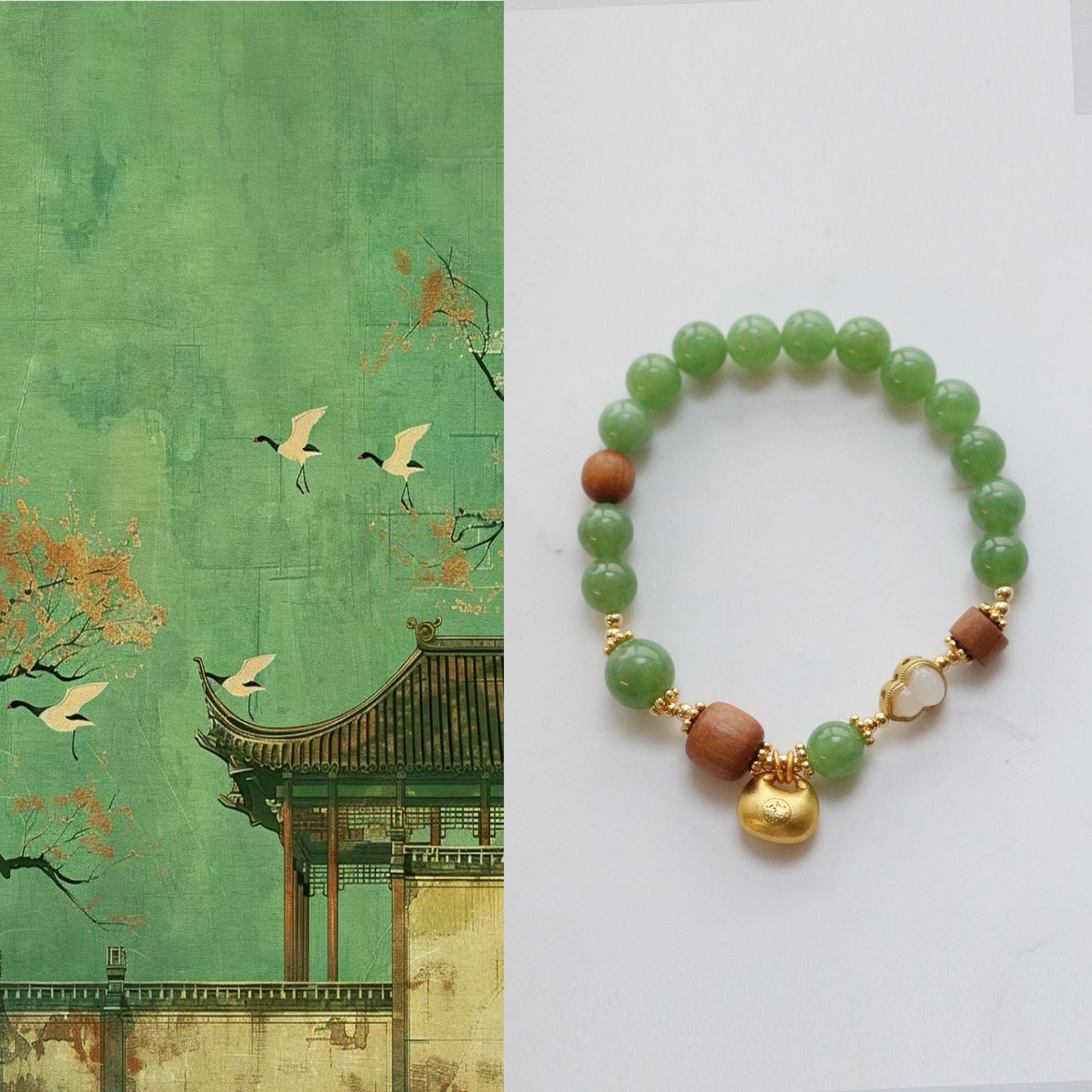 JEKIRA Chrysoprase Wood Gourd Bracelet