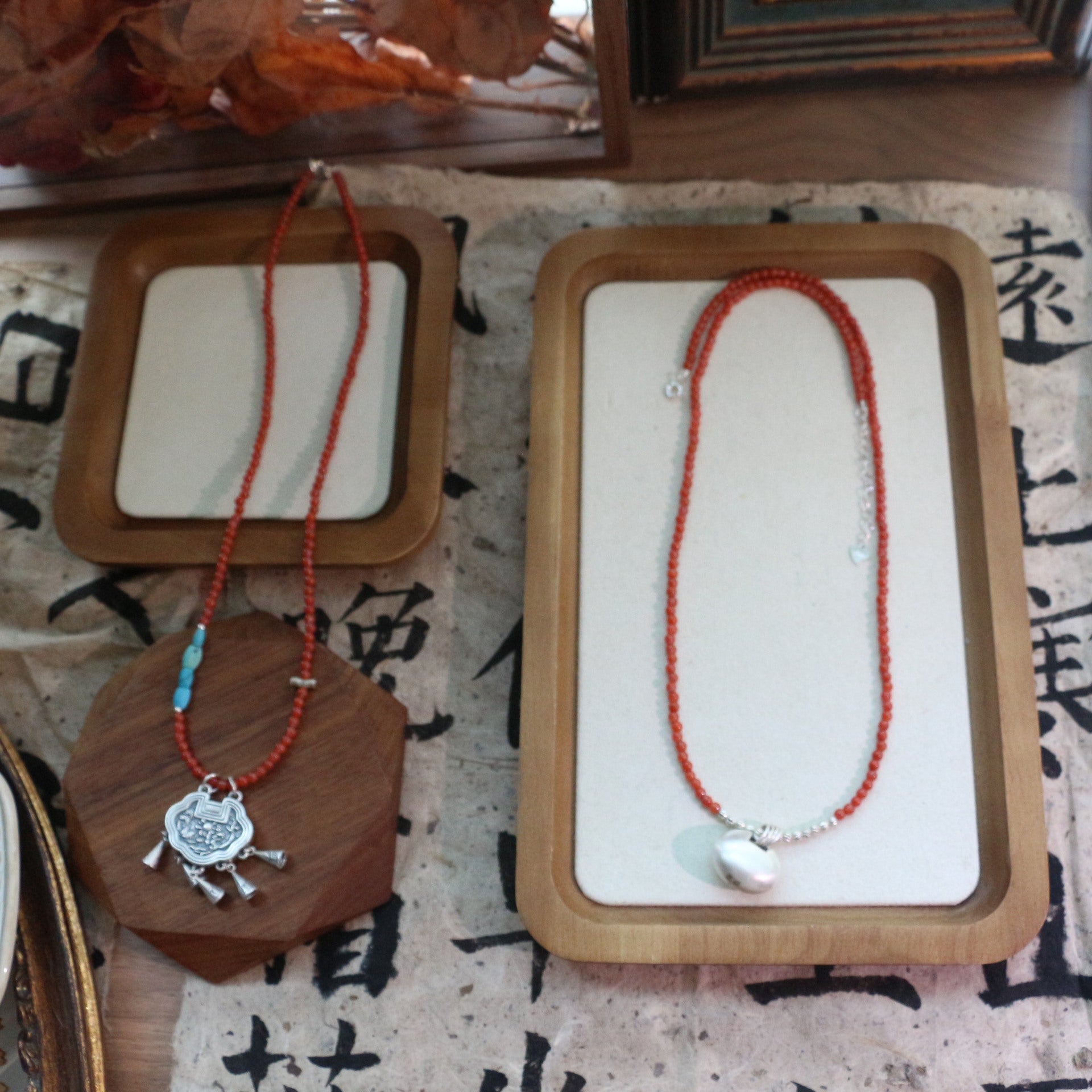 Jekira Nanhong Bead & 999 Pure Silver Necklace Set