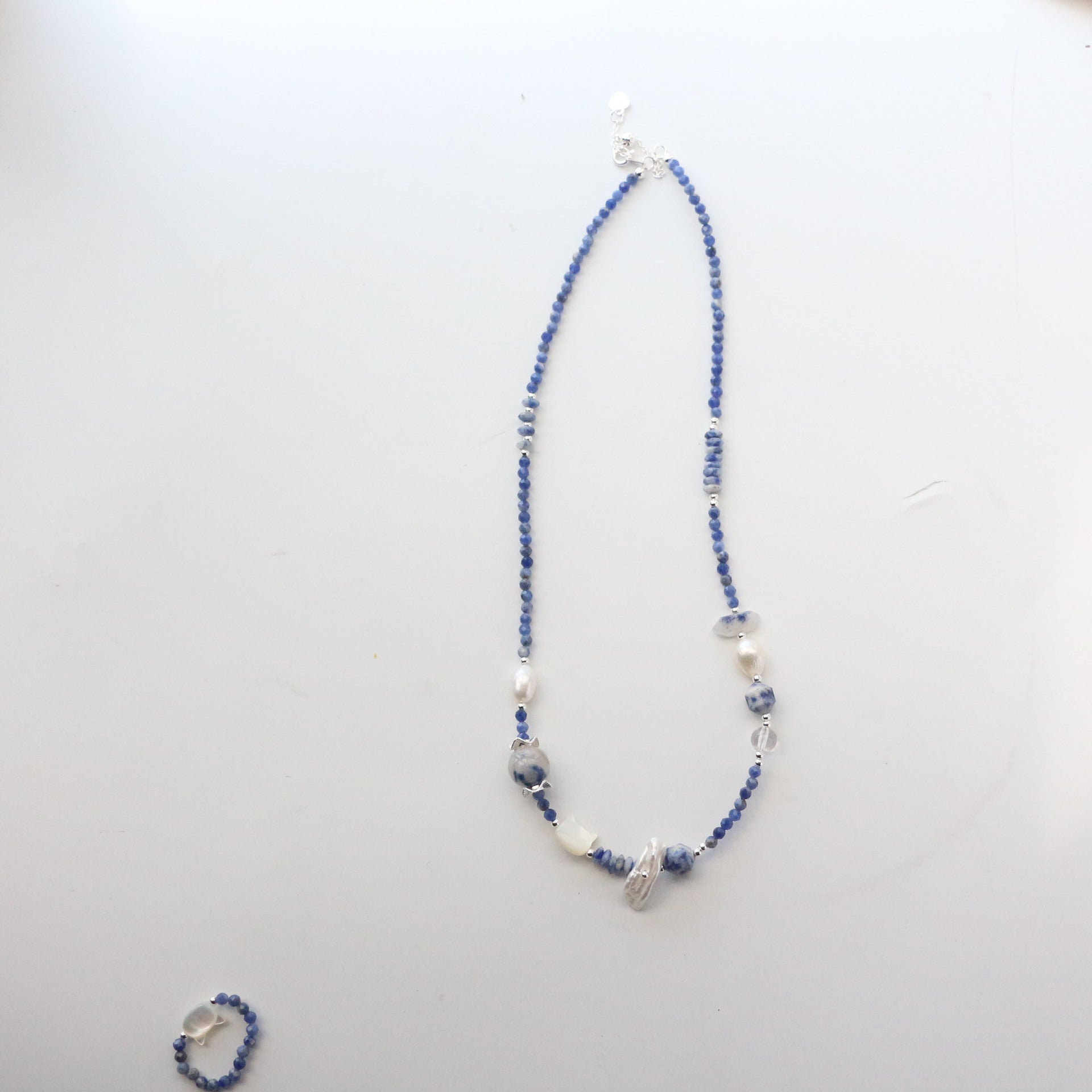 Jekira Ocean Blue Gemstone & Baroque Pearl Jewelry Set