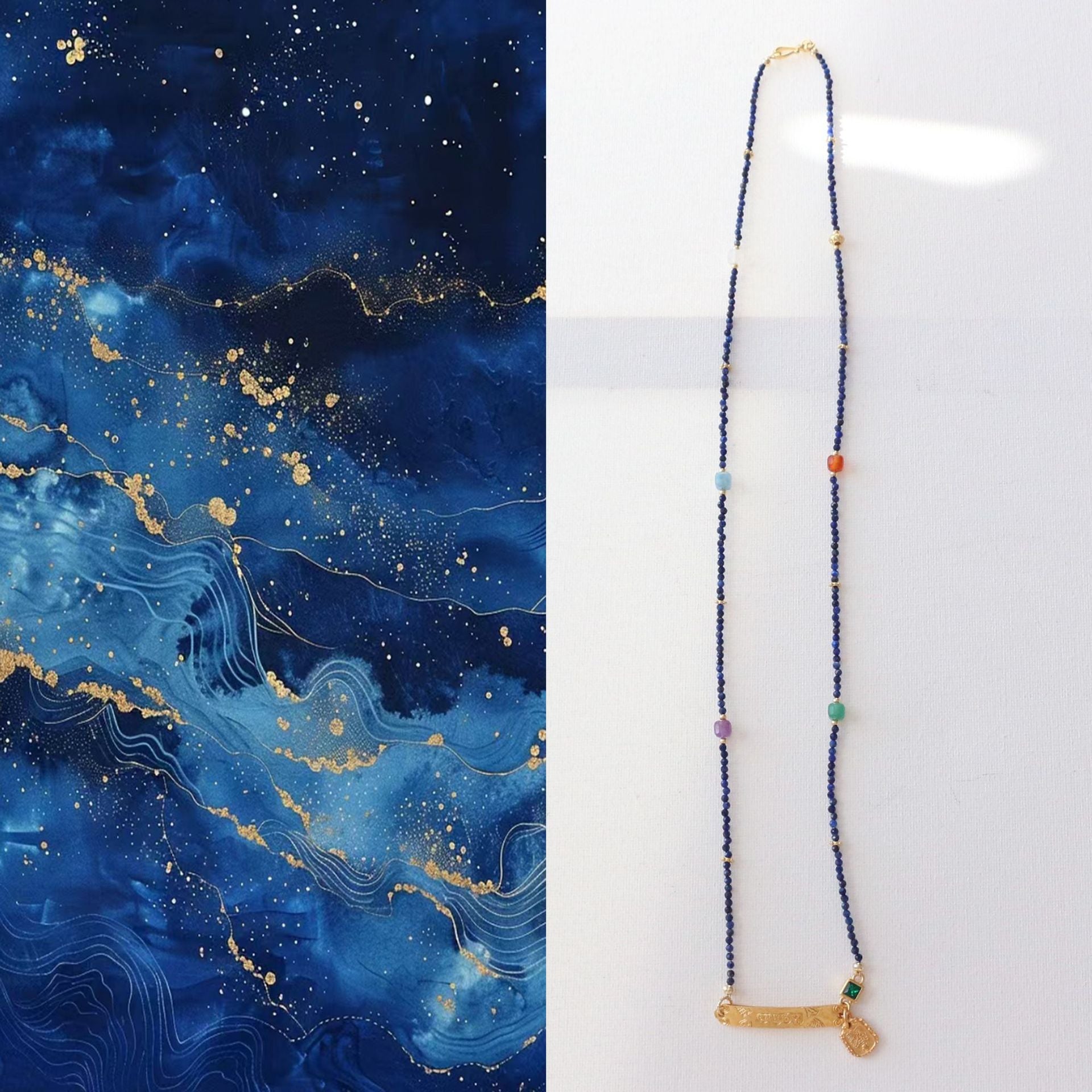 Jekira Ocean Guardian Sand-Gold Pendant Set – Adjustable Necklace & Bracelet