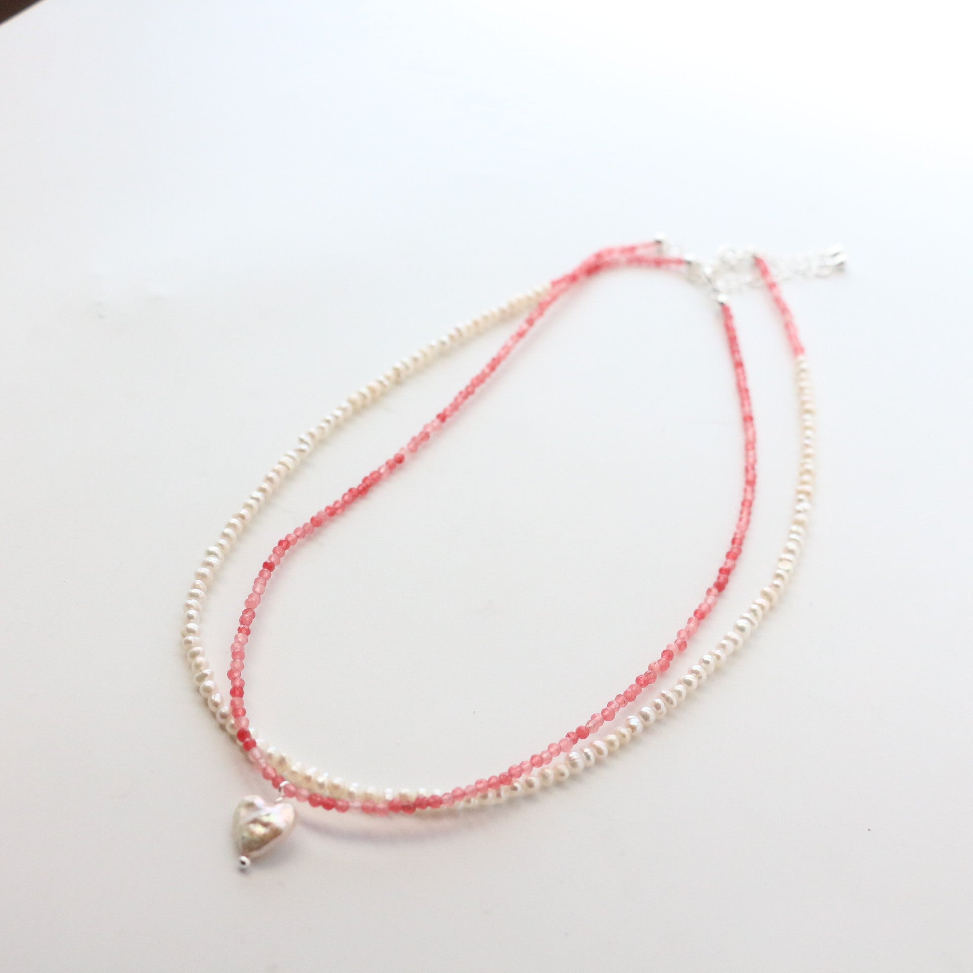 Jekira Baroque Pearl & Pink Gemstone Necklace Duo