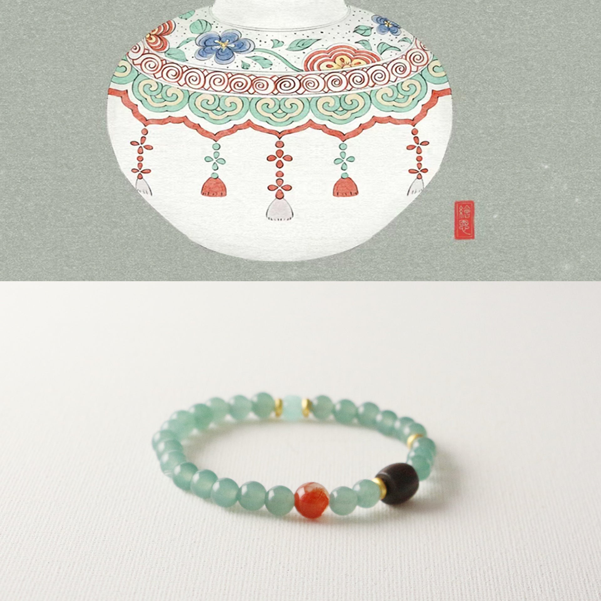 Jekira Red Sandalwood & Amazonite Bead Bracelet