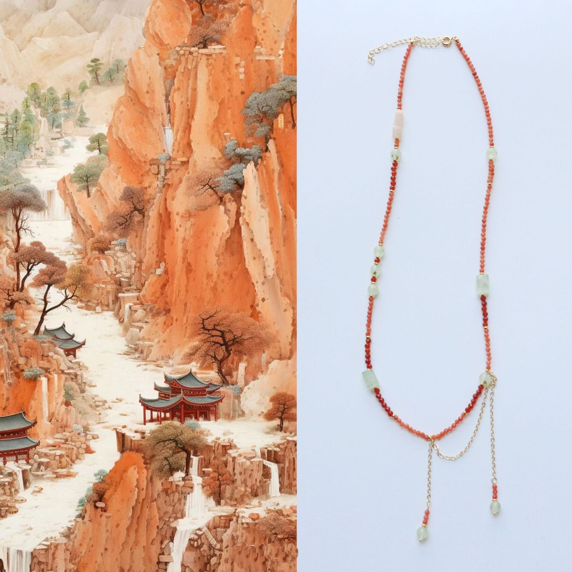 Jekira Prehnite & Agate Tassel Necklace