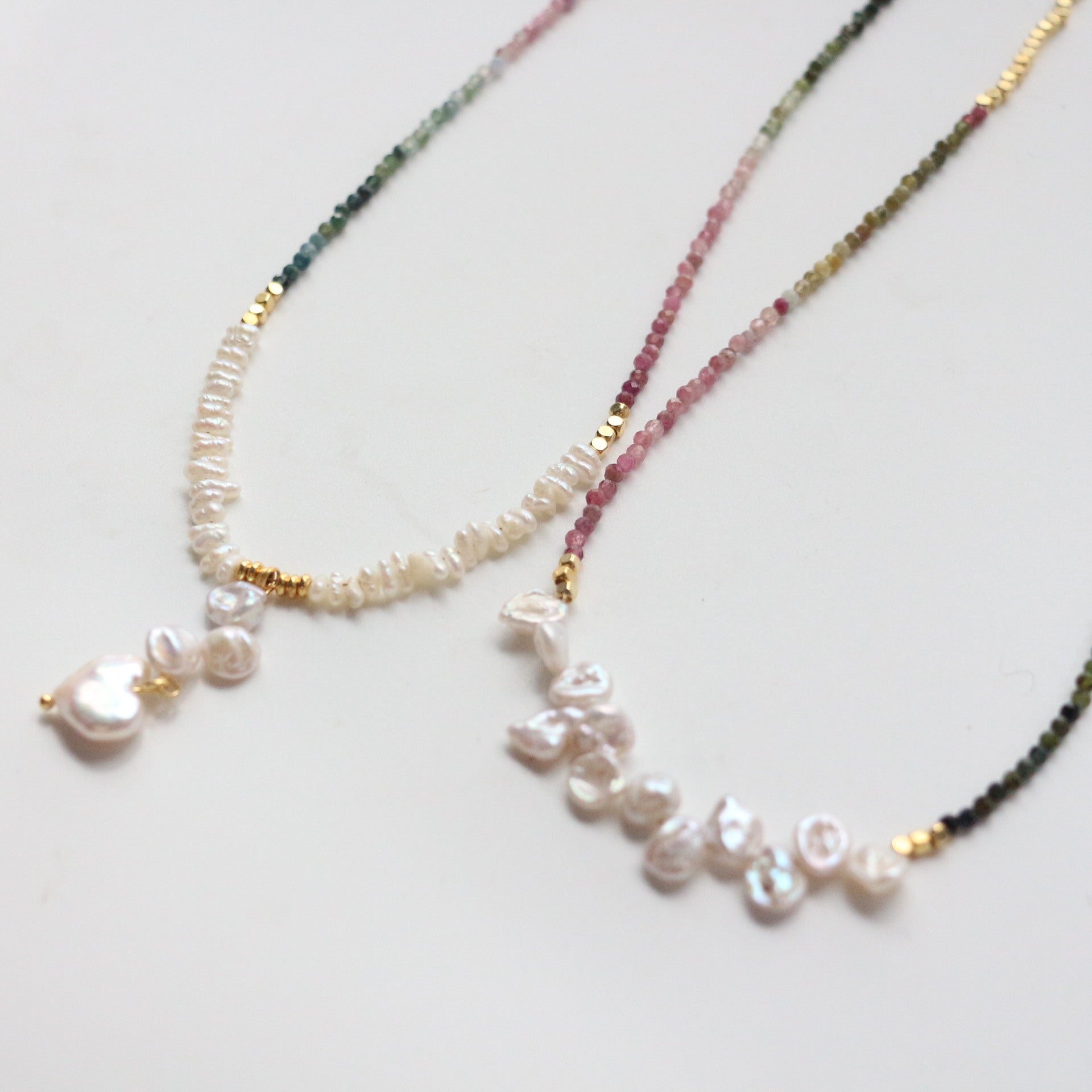 JEKIRA Gradient Tourmaline & Baroque Pearl Necklace Set