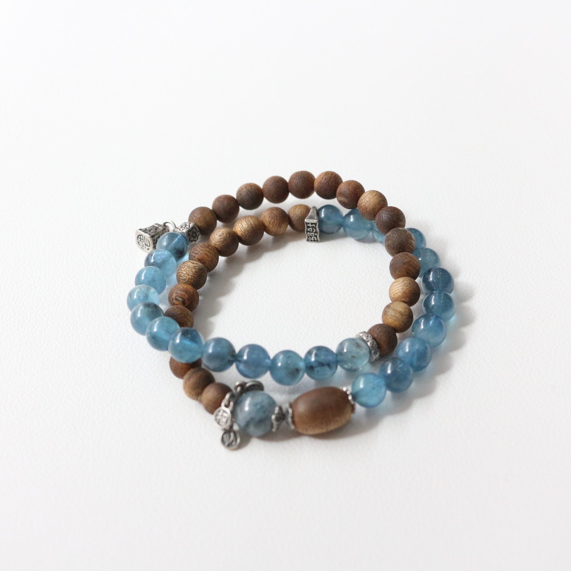 Jekira Aquamarine & Wood Beaded Bracelets