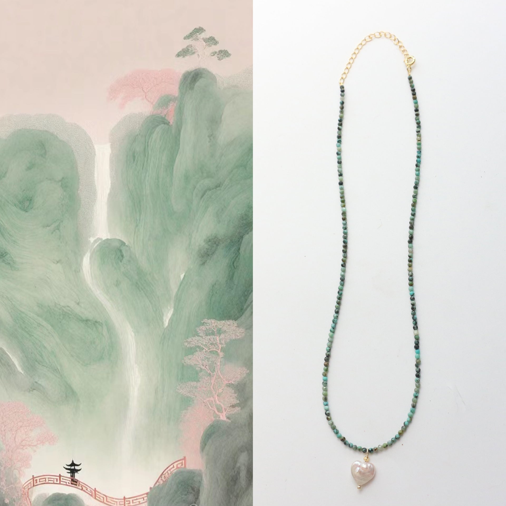 JEKIRA Turquoise & Baroque Pearl Necklace Set