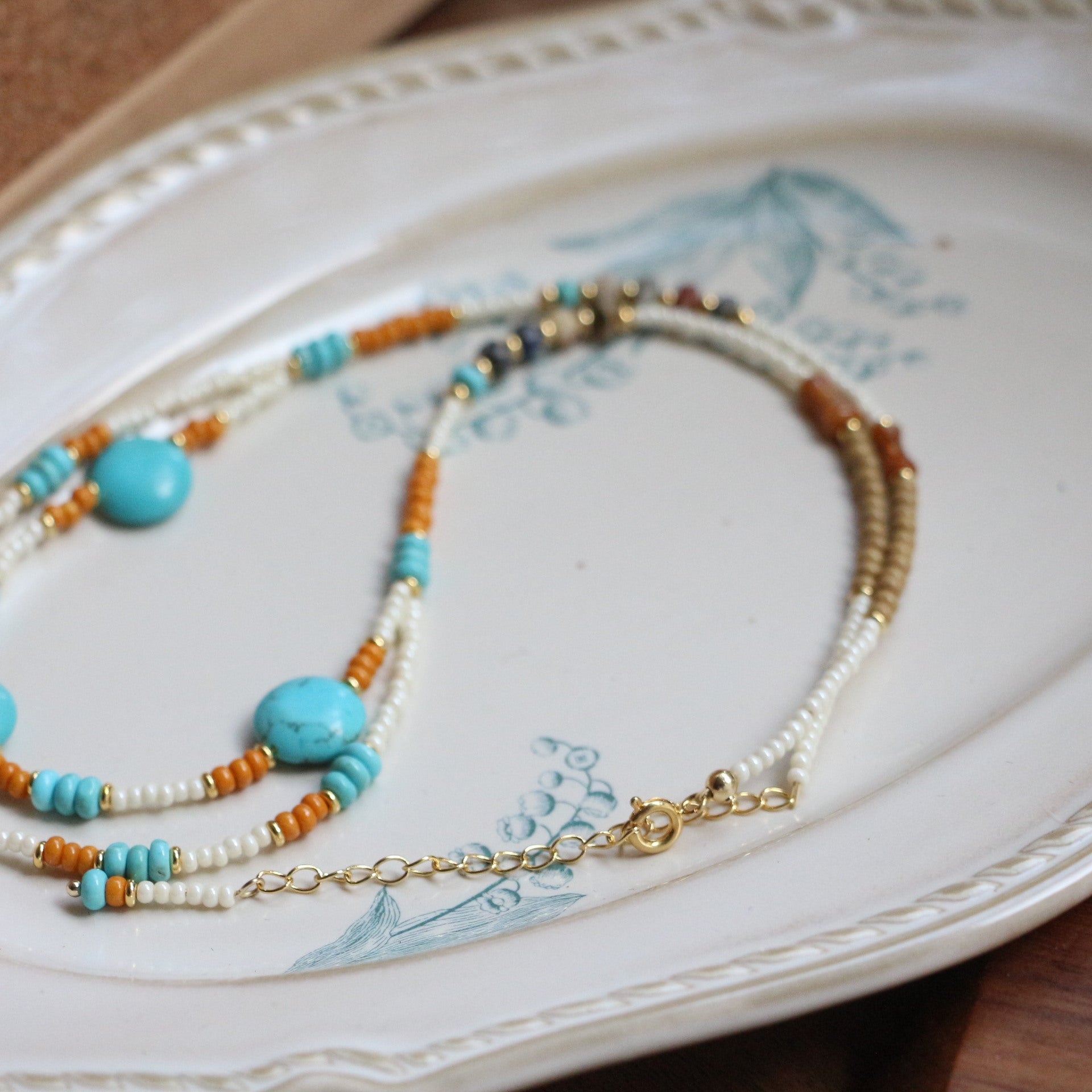 Jekira Tribal Double-Layer Gemstone Necklace – Adjustable Ethnic Elegance