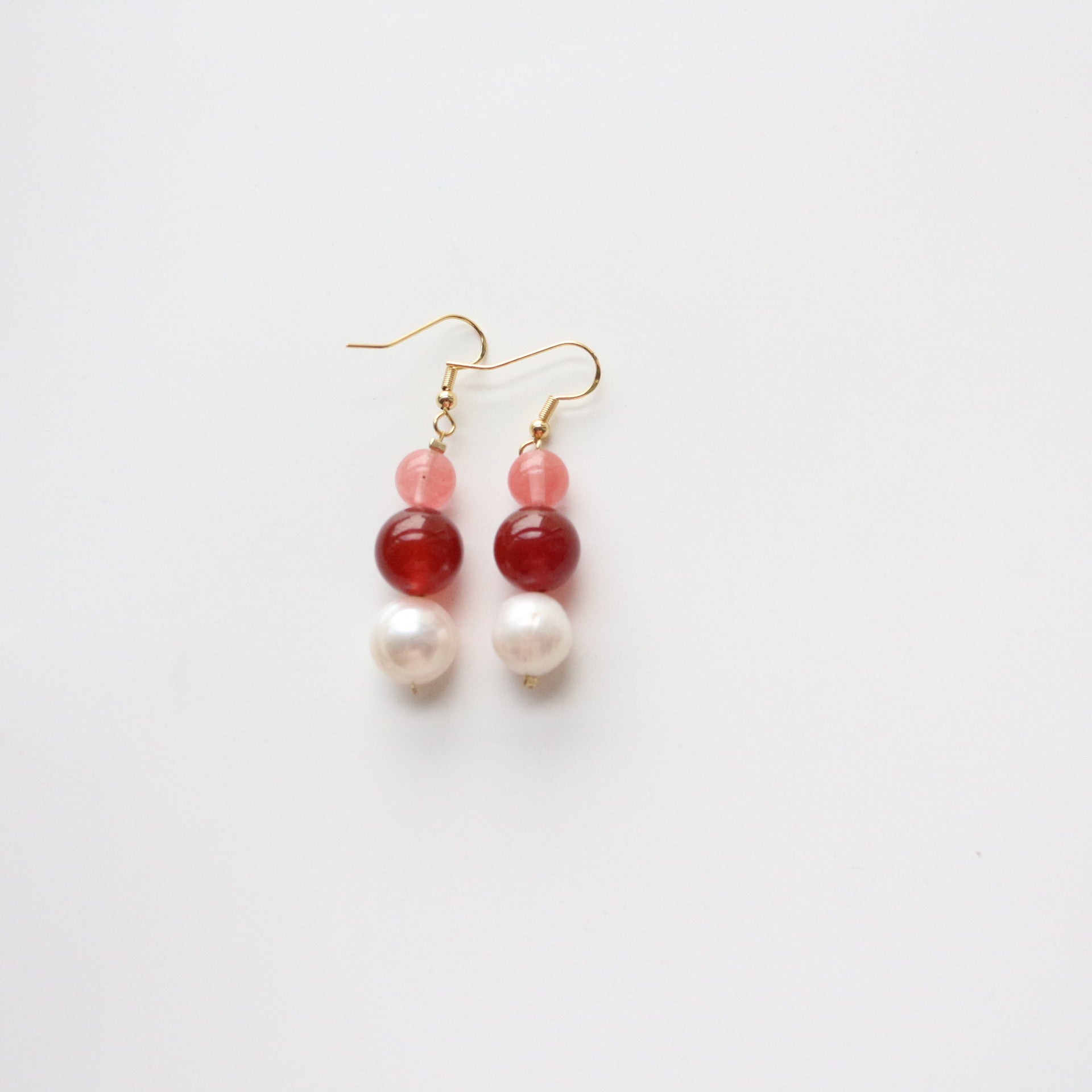 Jekira Pearl & Red Agate Drop Earrings