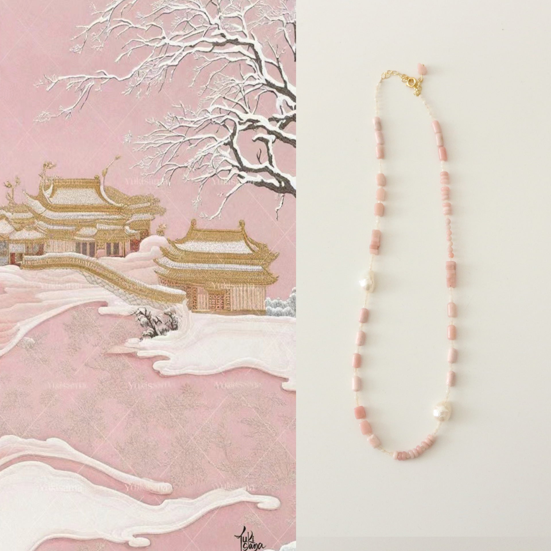 Jekira Pink Gemstone & Baroque Pearl Necklace Collection