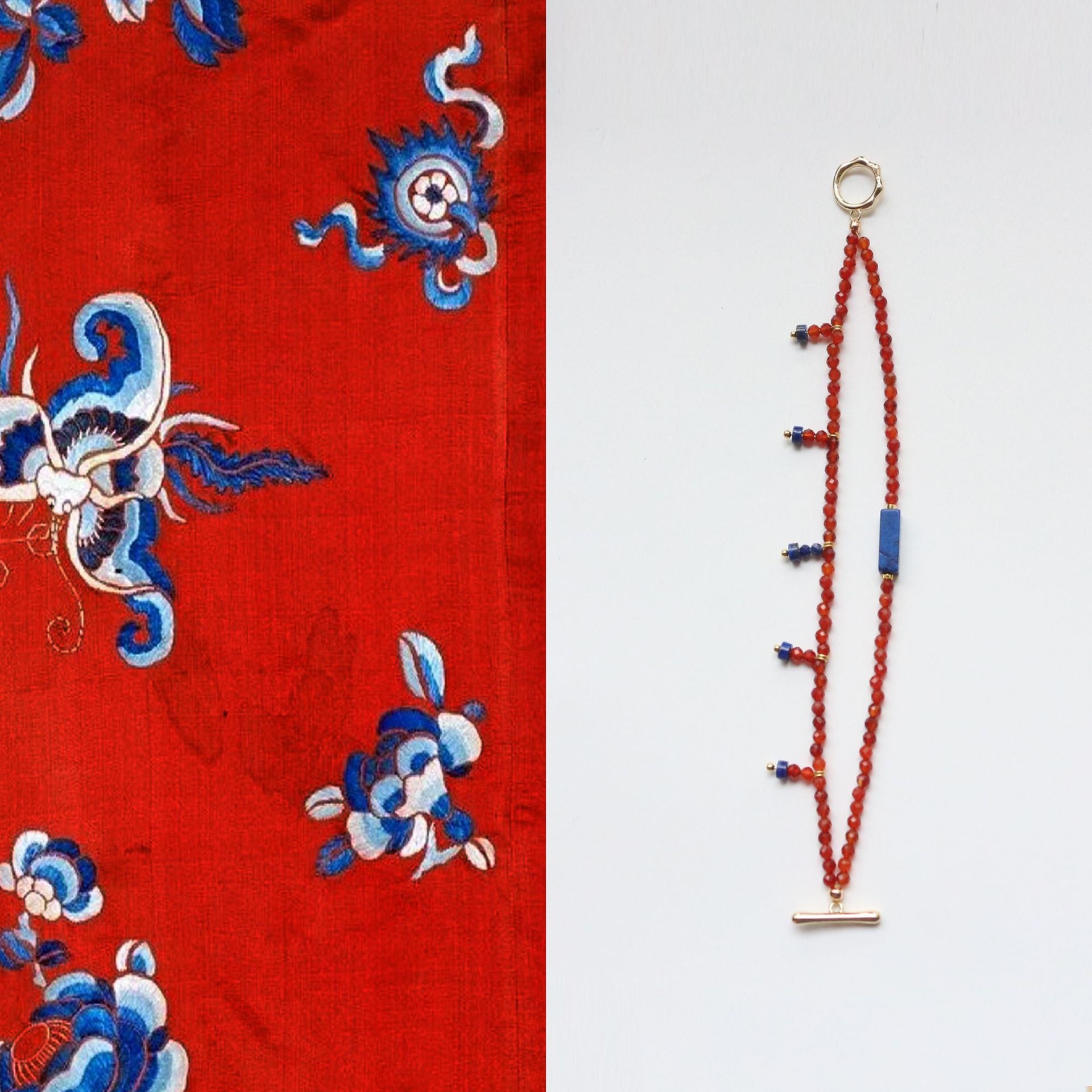 JEKIRA Vintage Carnelian & Lapis Lazuli Bracelet Set