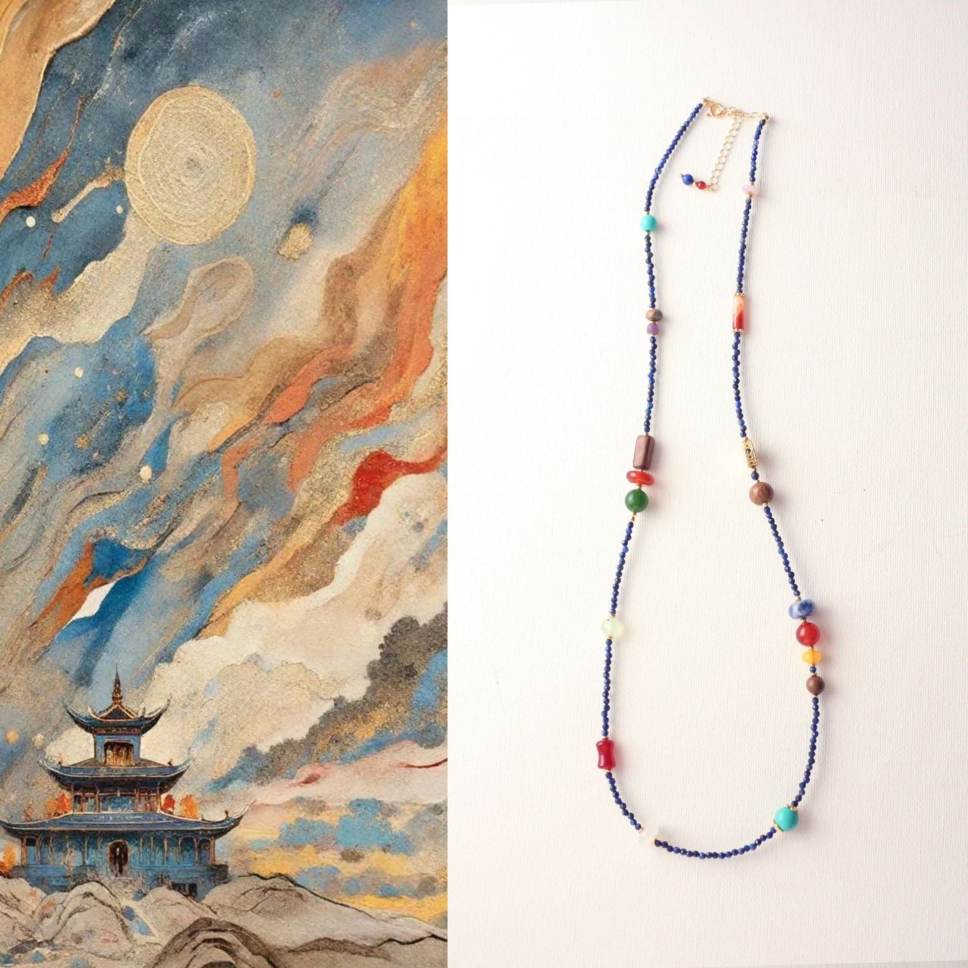 Jekira Multicolor Agate & Lapis Lazuli Necklace