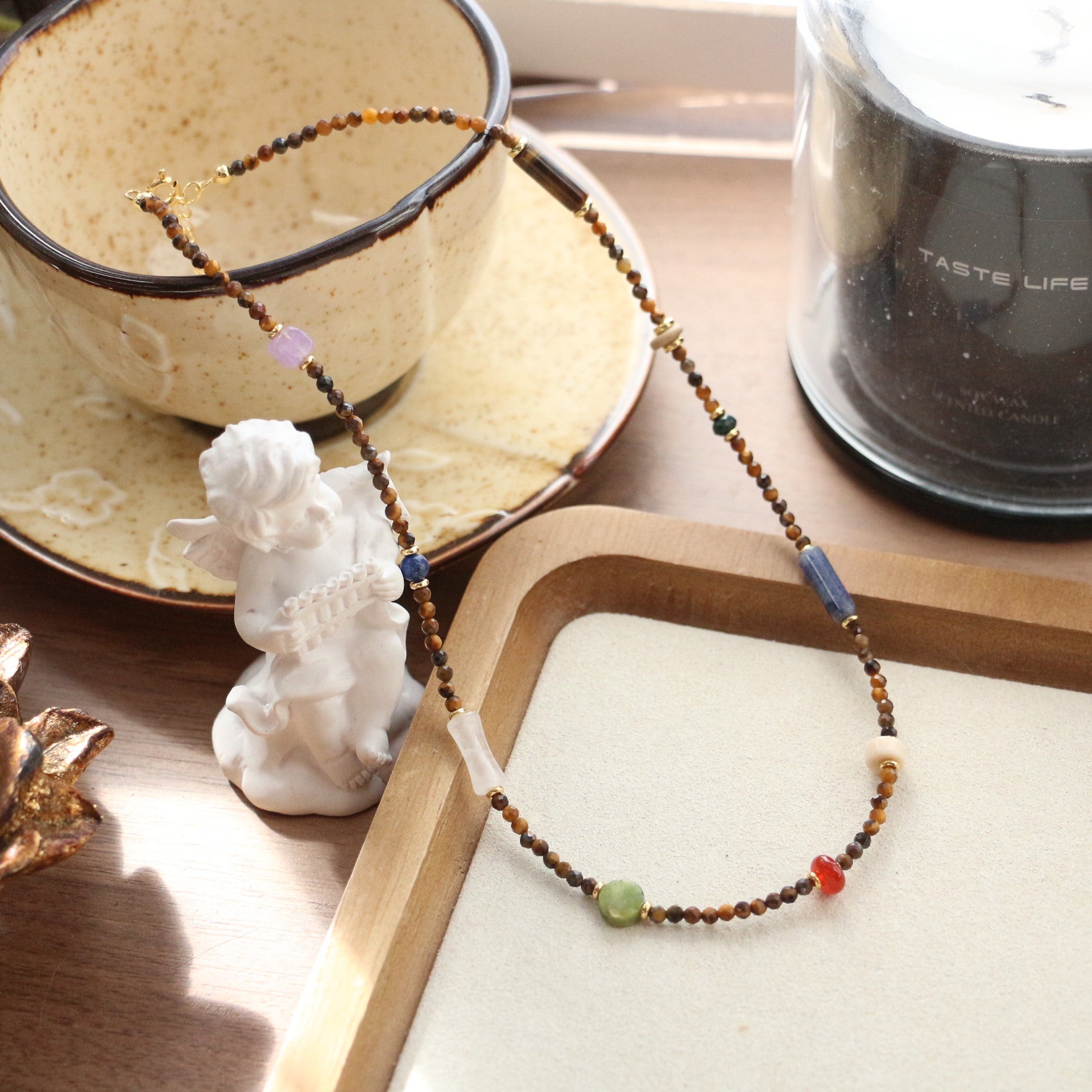 Jekira Tiger’s Eye & Agate Couple’s Necklace Se