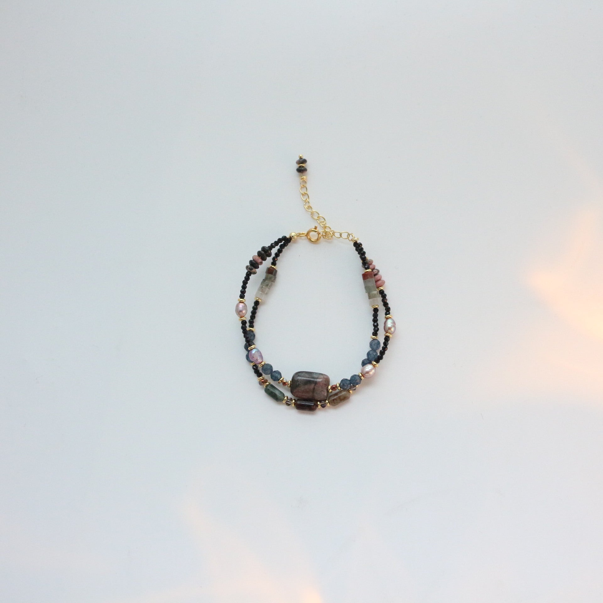 JEKIRA Baroque Pearl & Black Stone Layered Necklace + Bracelet Set