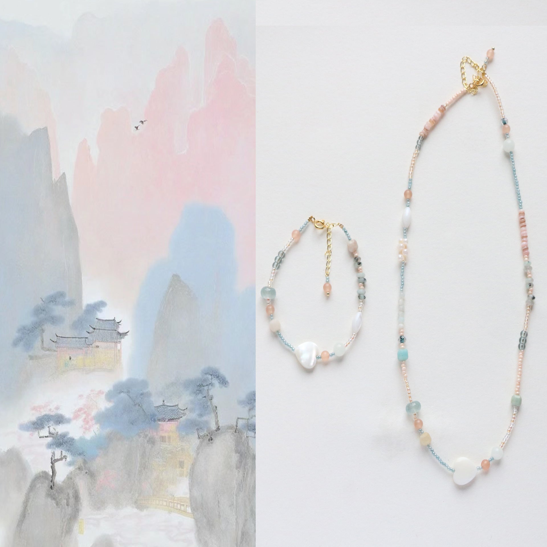JEKIRA Creamy Pastel Shell & Seed Bead Set