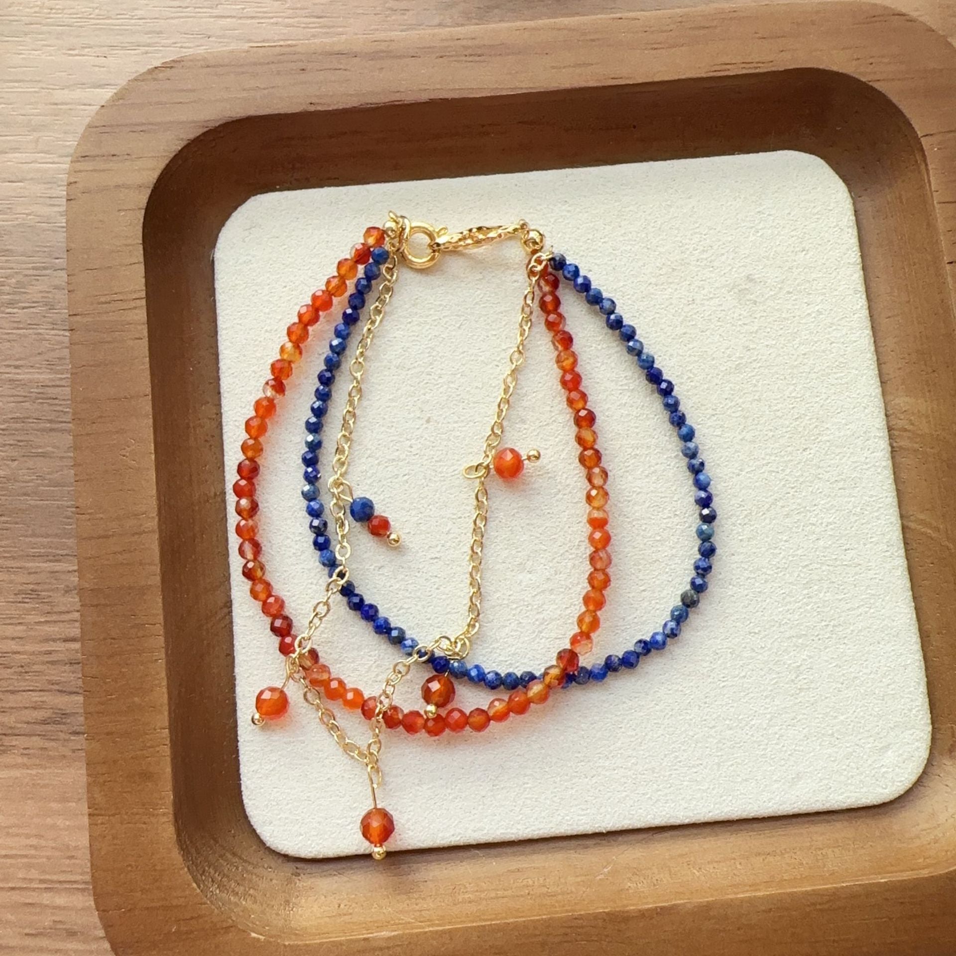 JEKIRA Vintage Carnelian & Lapis Lazuli Bracelet Set
