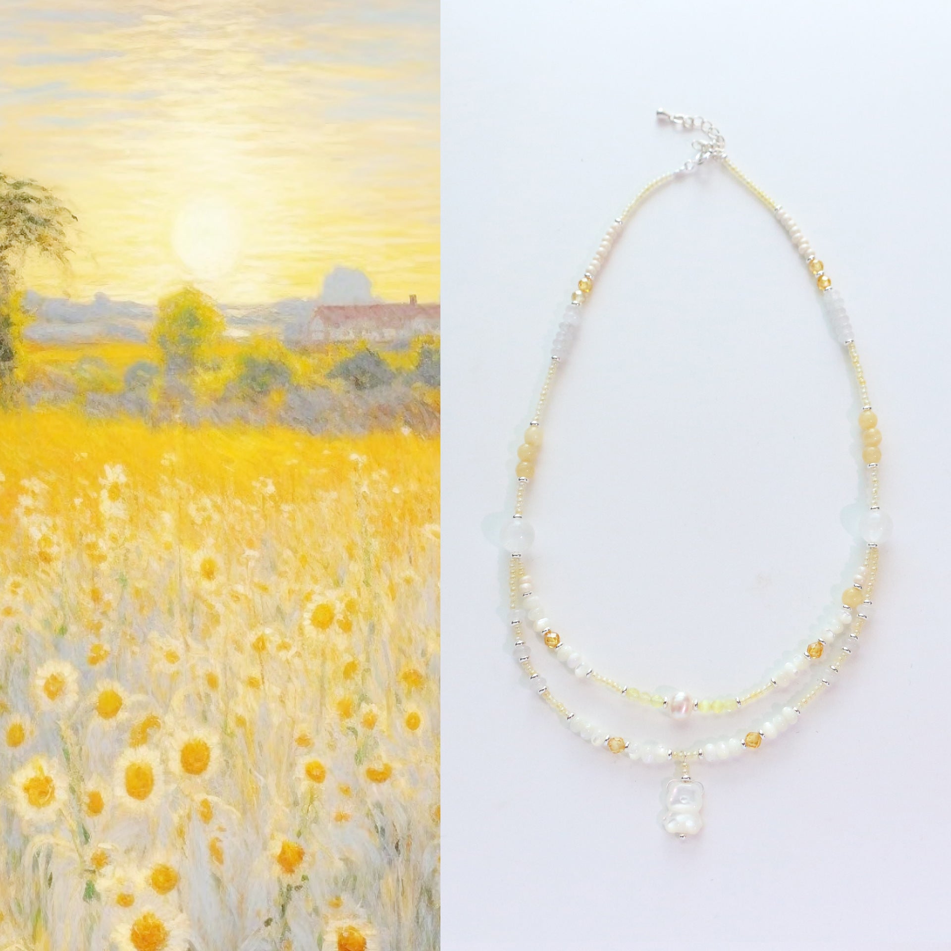 Jekira Double Layer Topaz & Cat's Eye Necklace