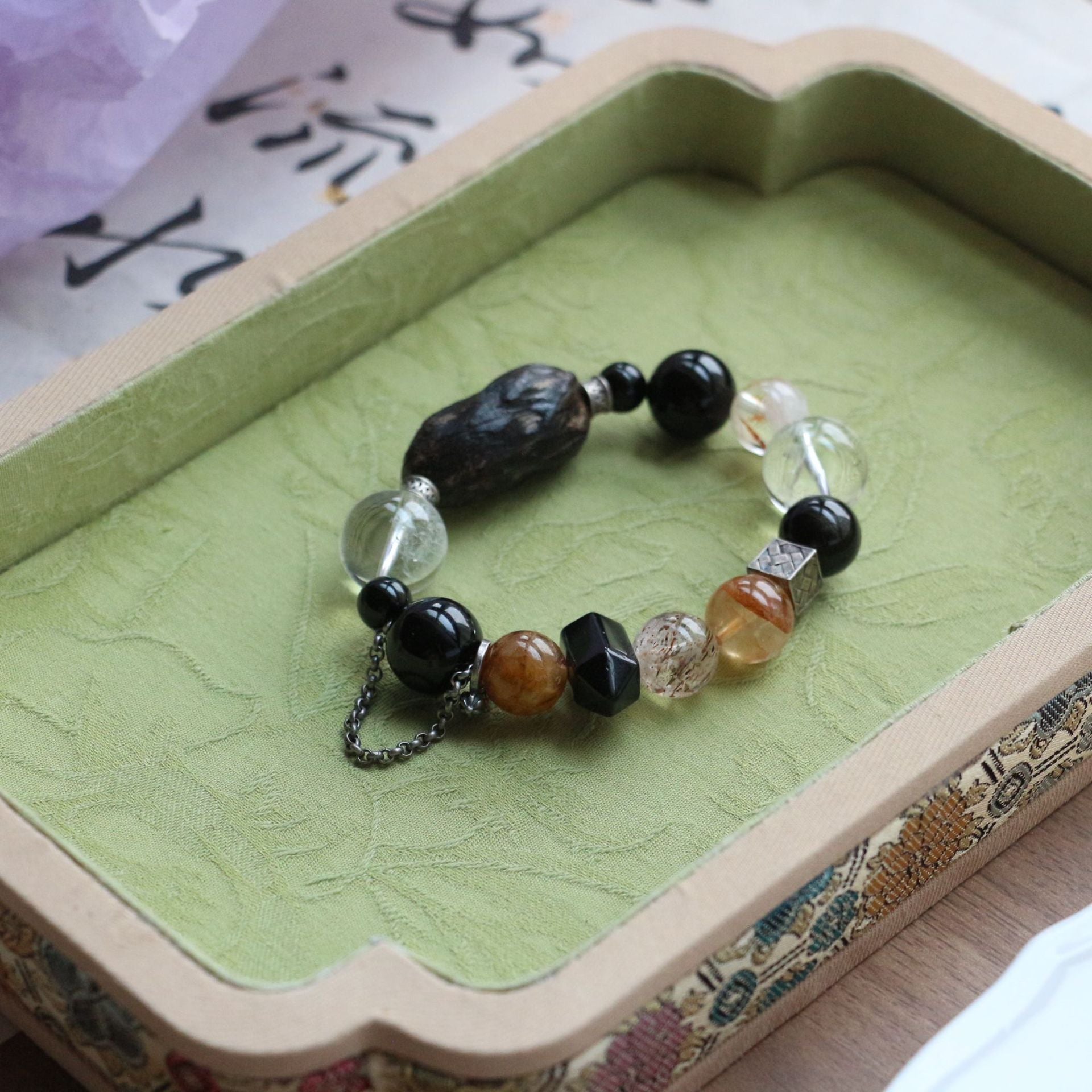 Jekira Obsidian & Onyx Couple Bracelets with White Crystal