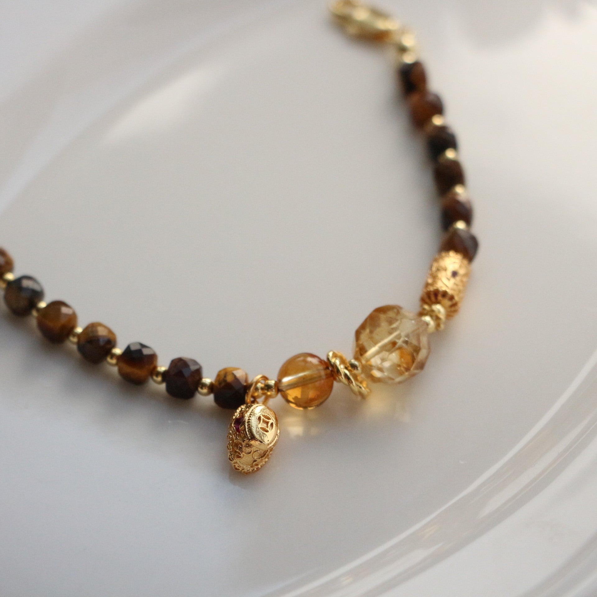 JEKIRA Tiger Eye & Citrine Fortune Ingot Bracelet
