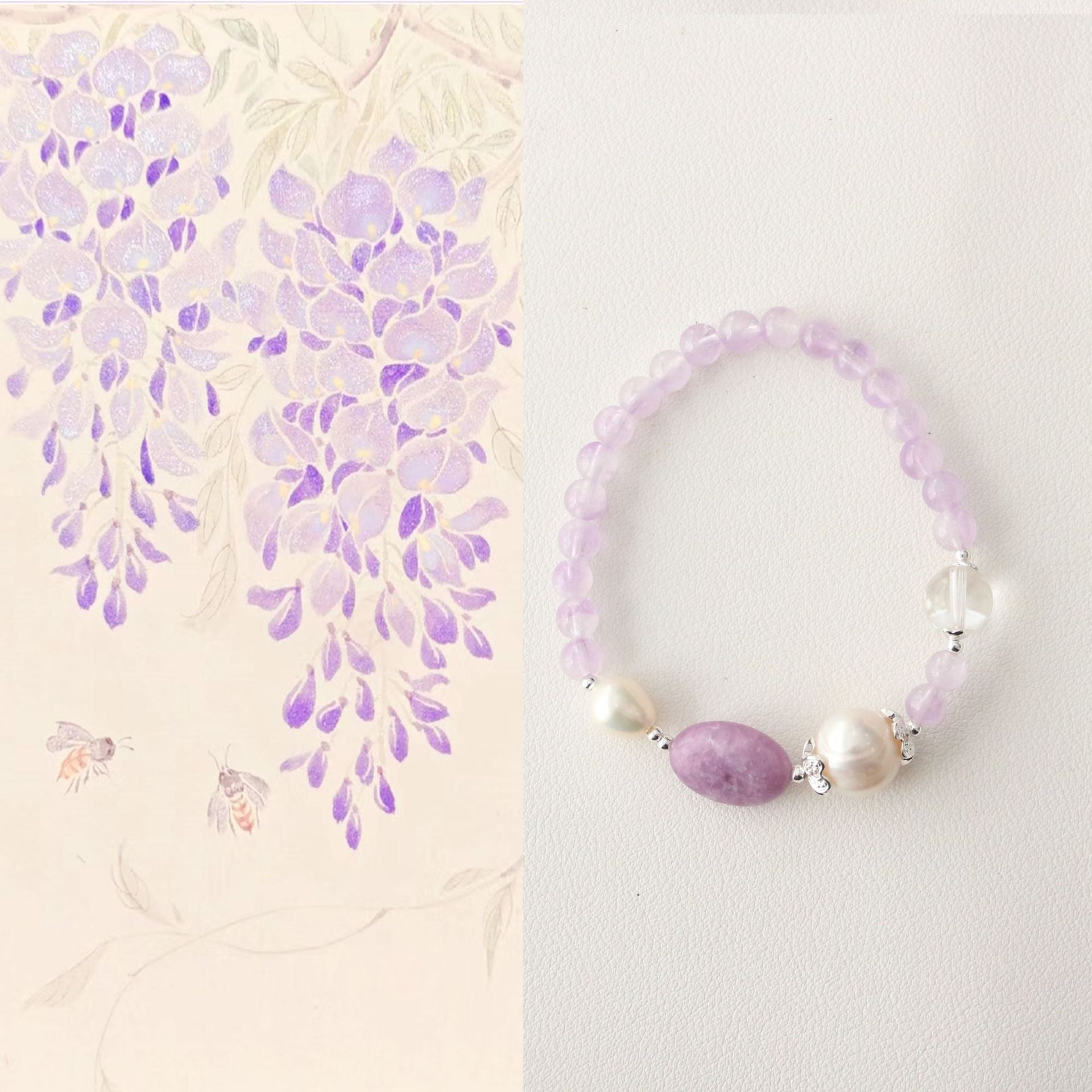 Jekira Purple Gemstone & Baroque Pearl Bracelet
