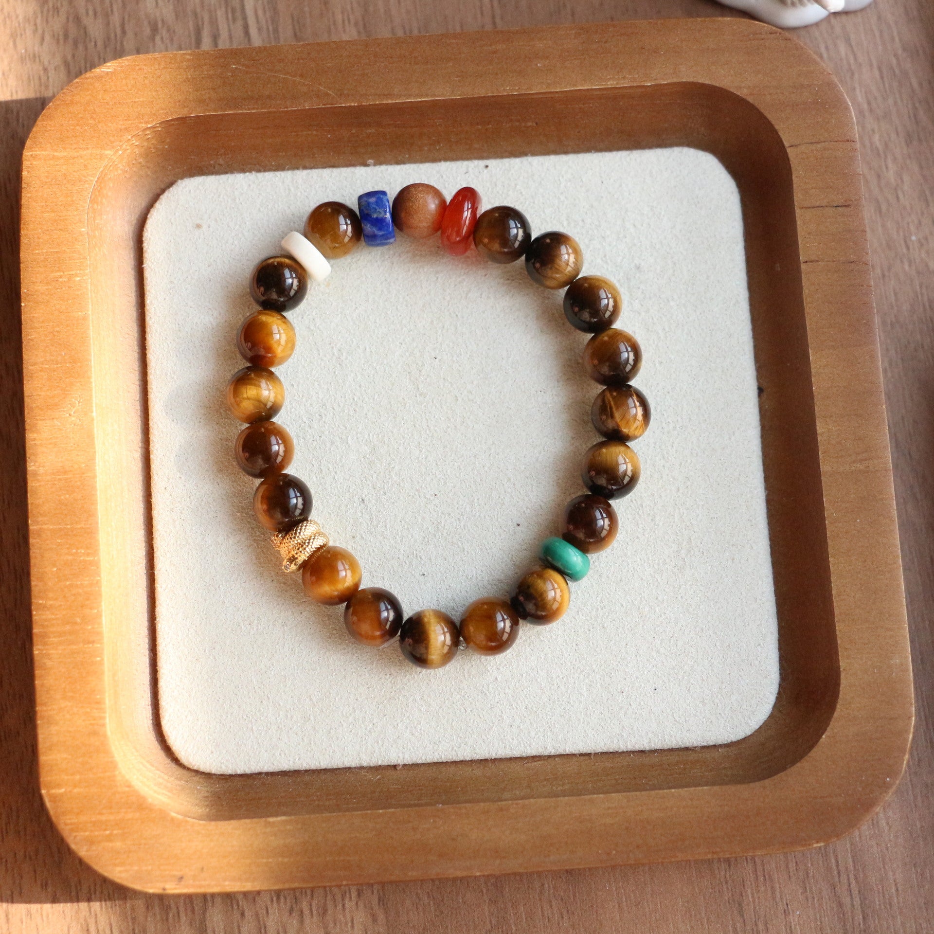 Jekira Chinese Style Tiger Eye, Lapis Lazuli & Malachite Bracelet