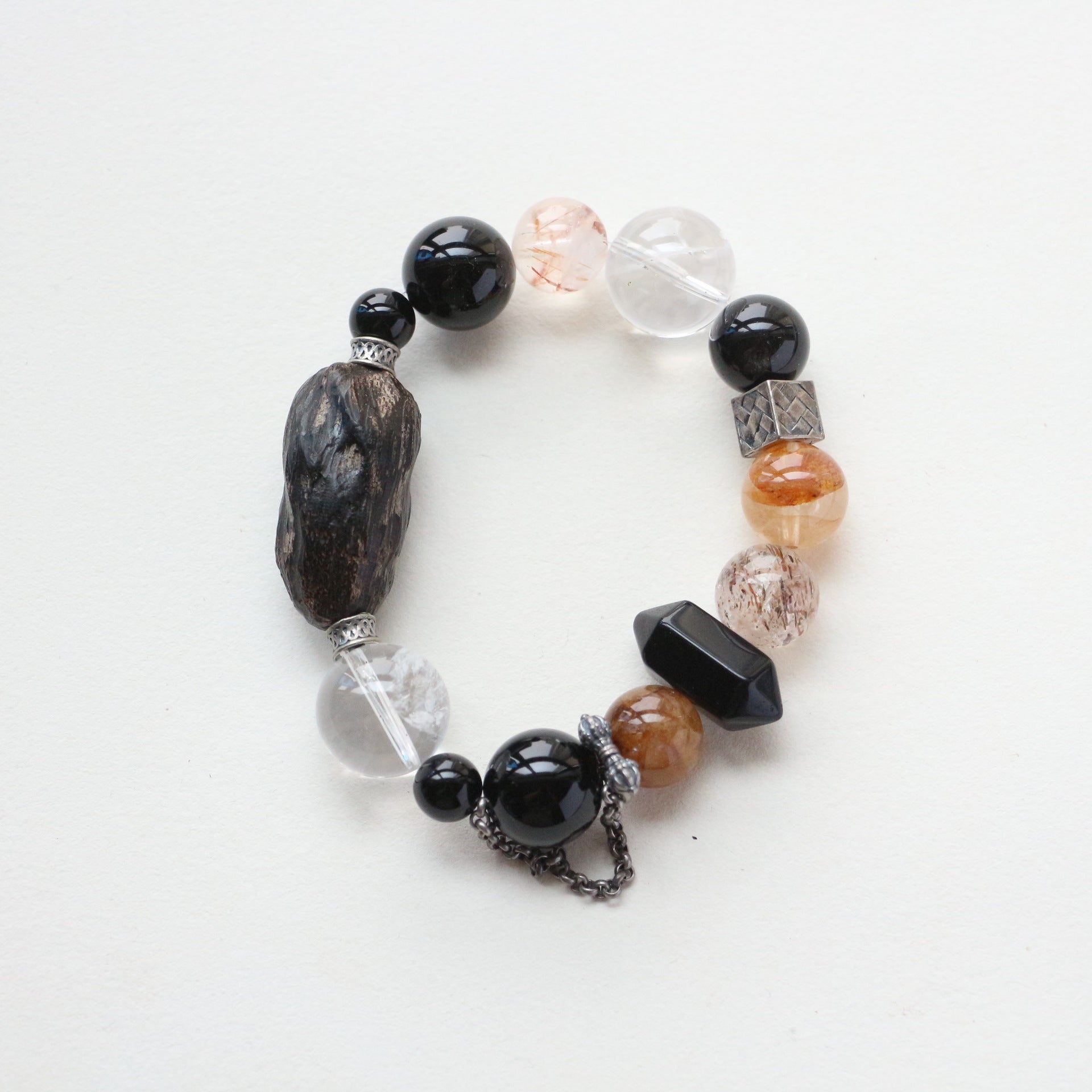 Jekira Obsidian & Onyx Couple Bracelets with White Crystal