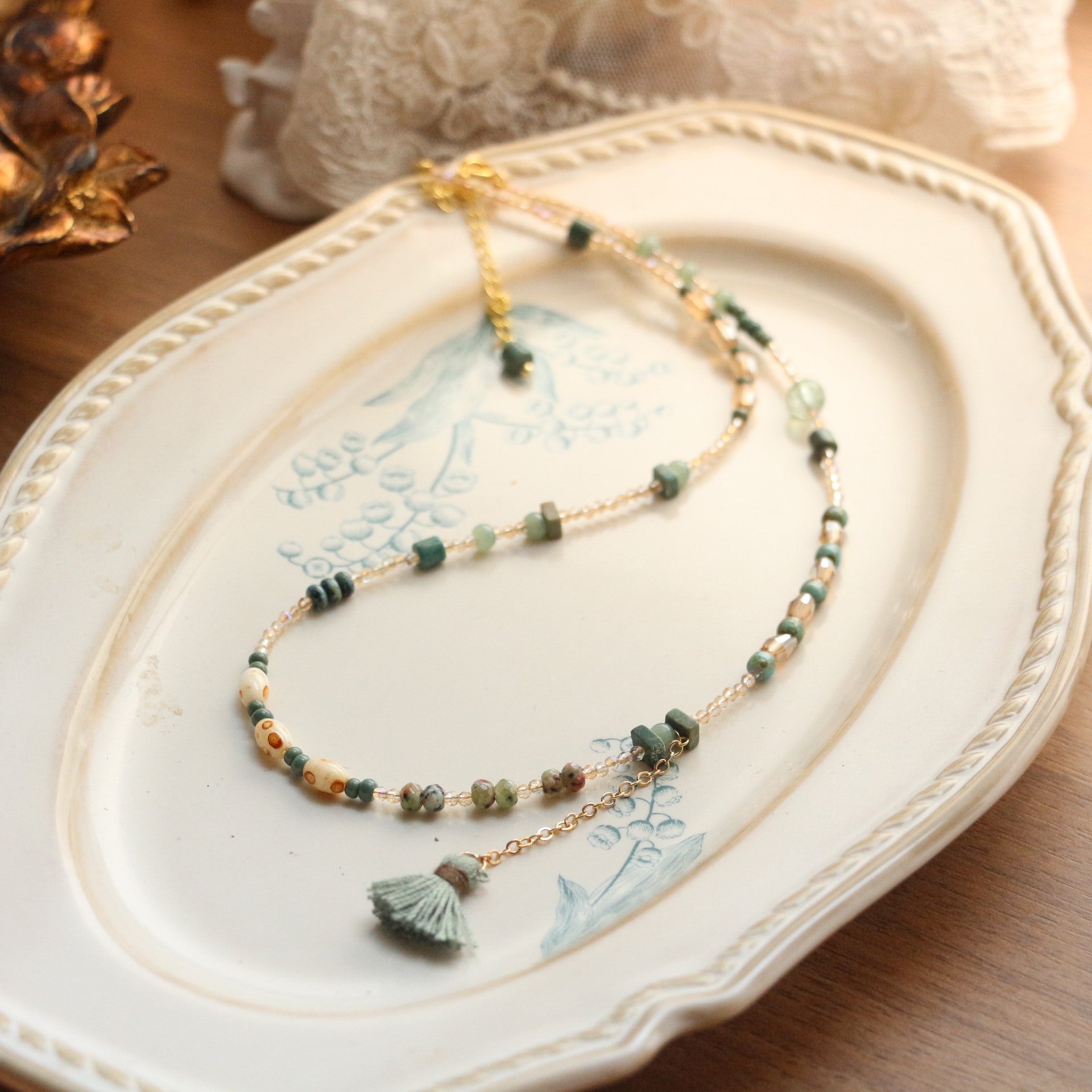 Jekira Celestial Teal Tassel Necklace