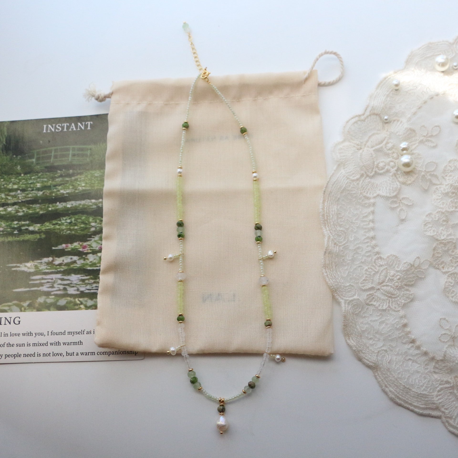 Jekira Baroque Pearl & Green Gemstone Jewelry Set
