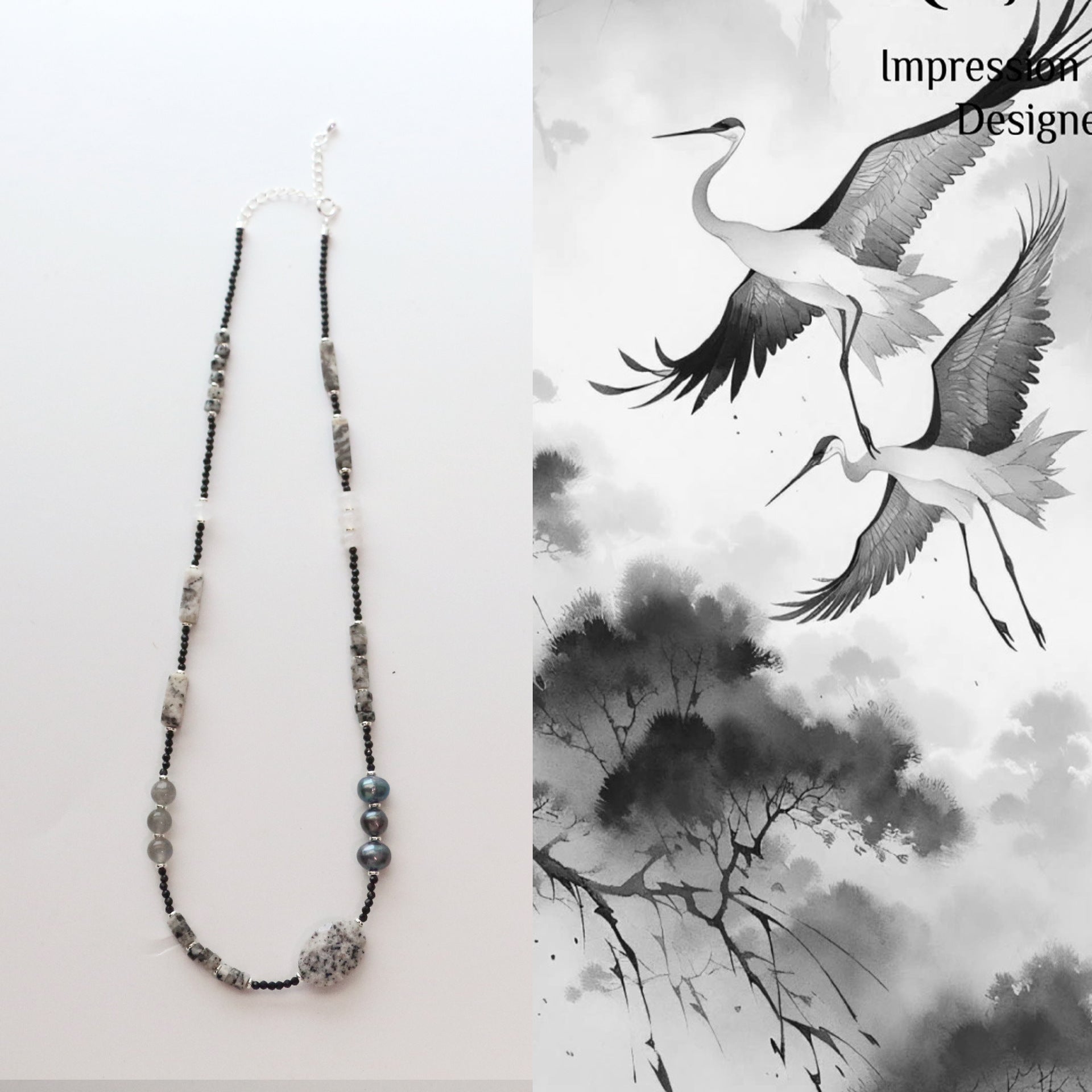 Jekira Jade Yin Yang Set – Adjustable Gothic Necklace & Double-Layer Bracelet
