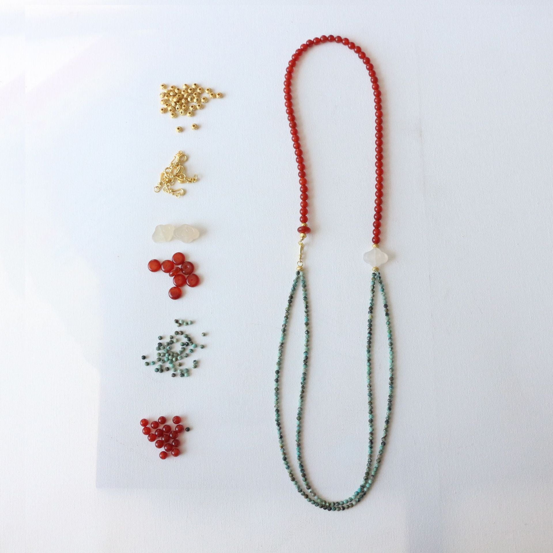 Jekira Red Agate & Cloud Turquoise Long Necklace