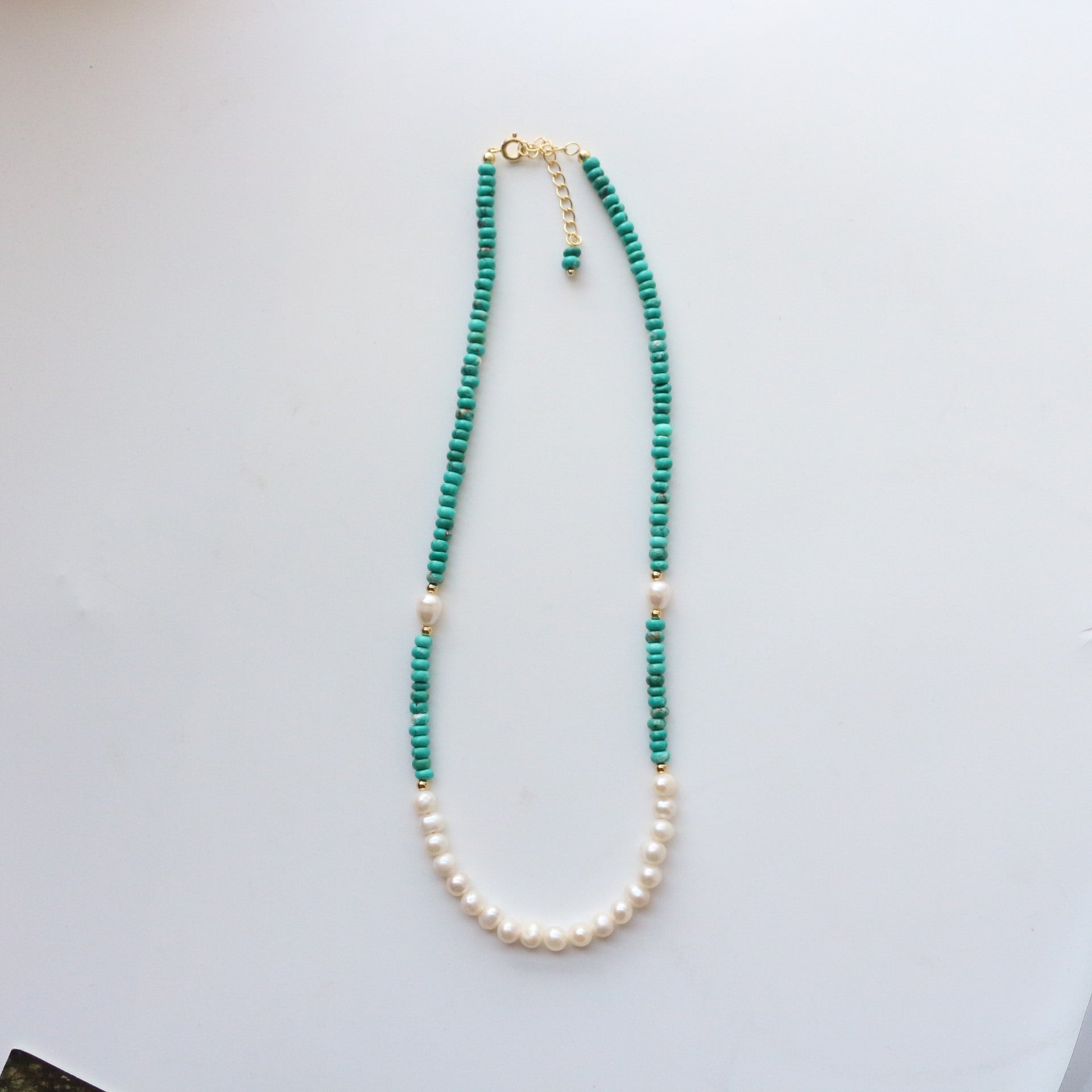 Jekira Turquoise & Petal Baroque Pearl Beaded Necklace and Bracelet Set