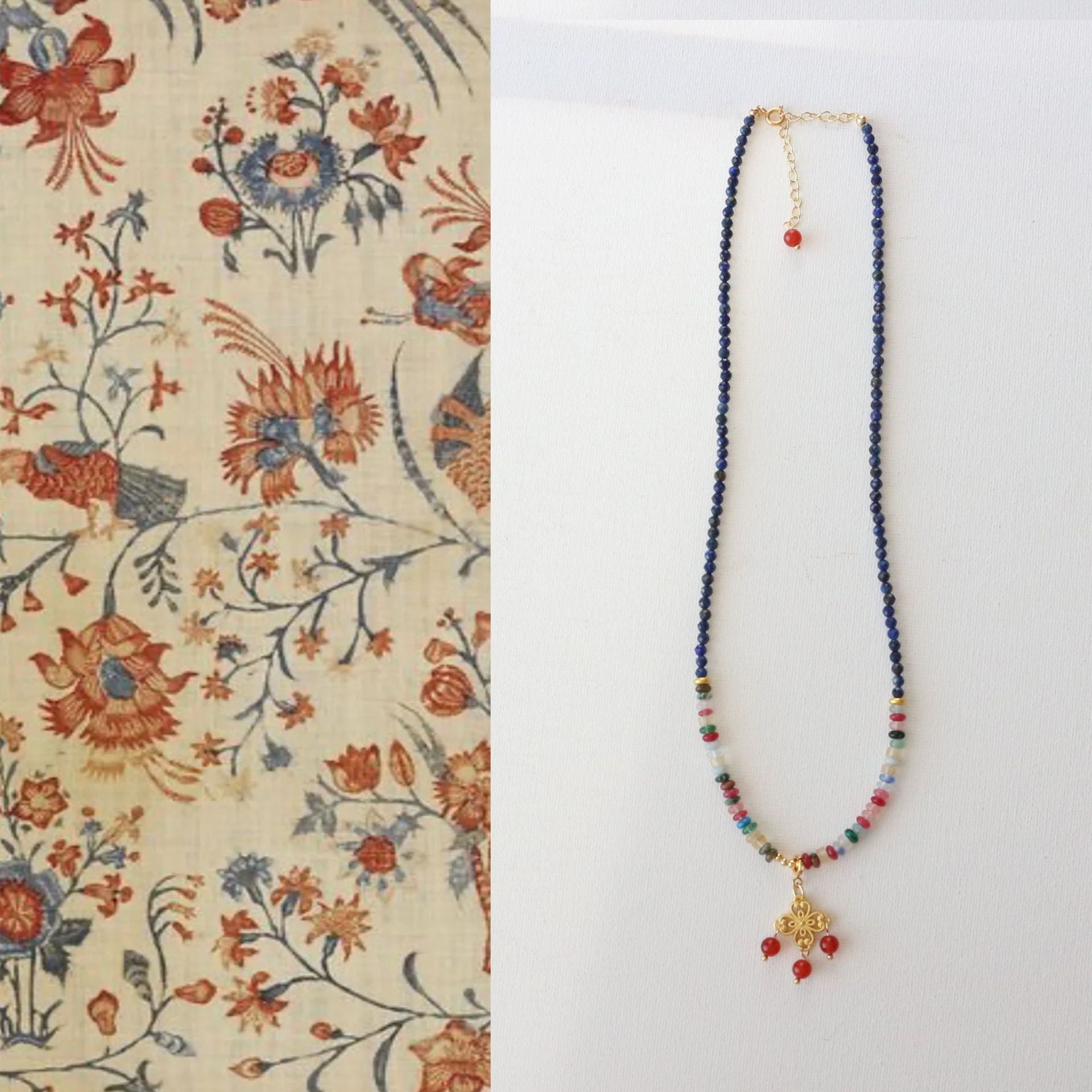 Jekira Chinese-Style Lapis Lazuli & Agate Necklace