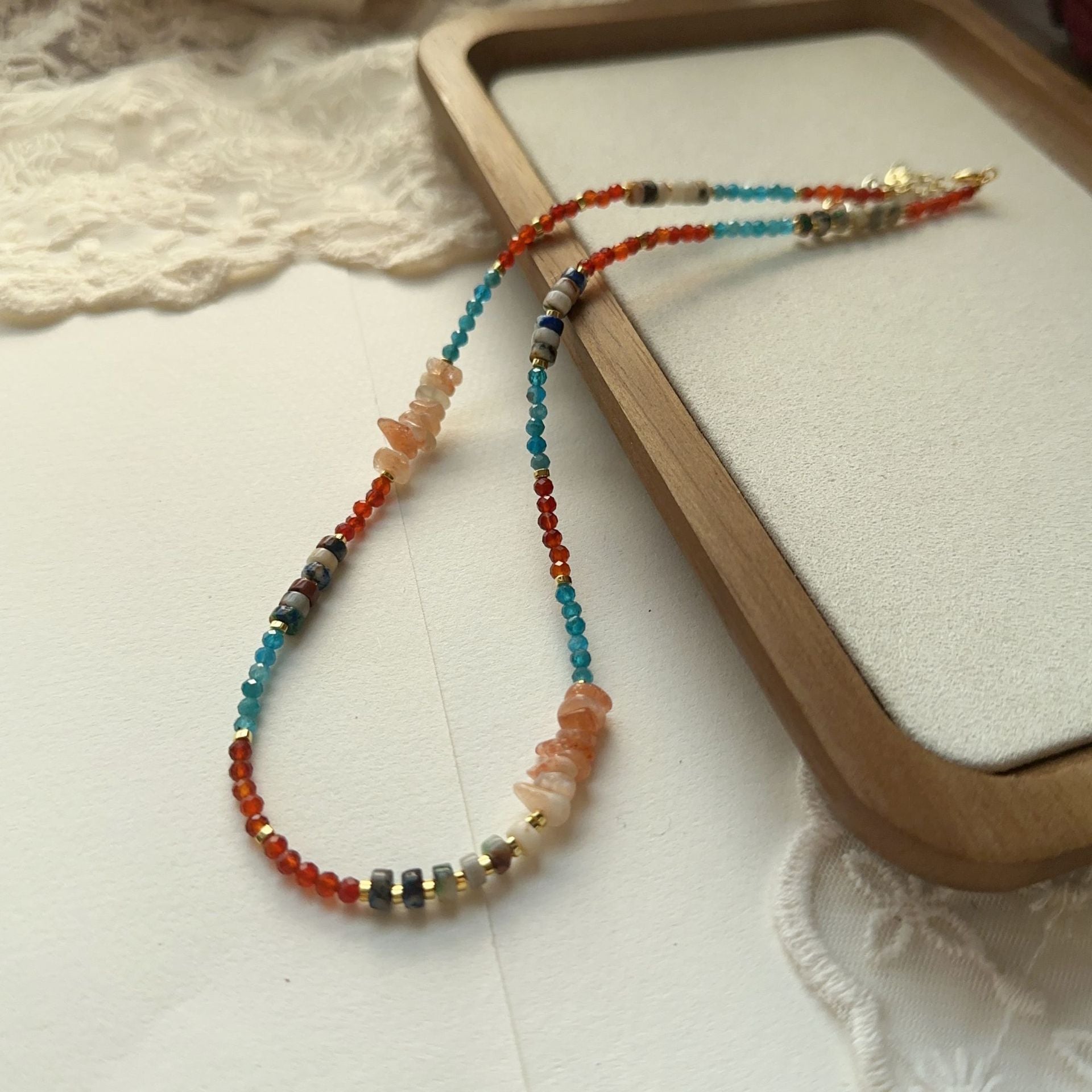 JEKIRA Ethnic Rainbow Gemstone Beaded Necklace