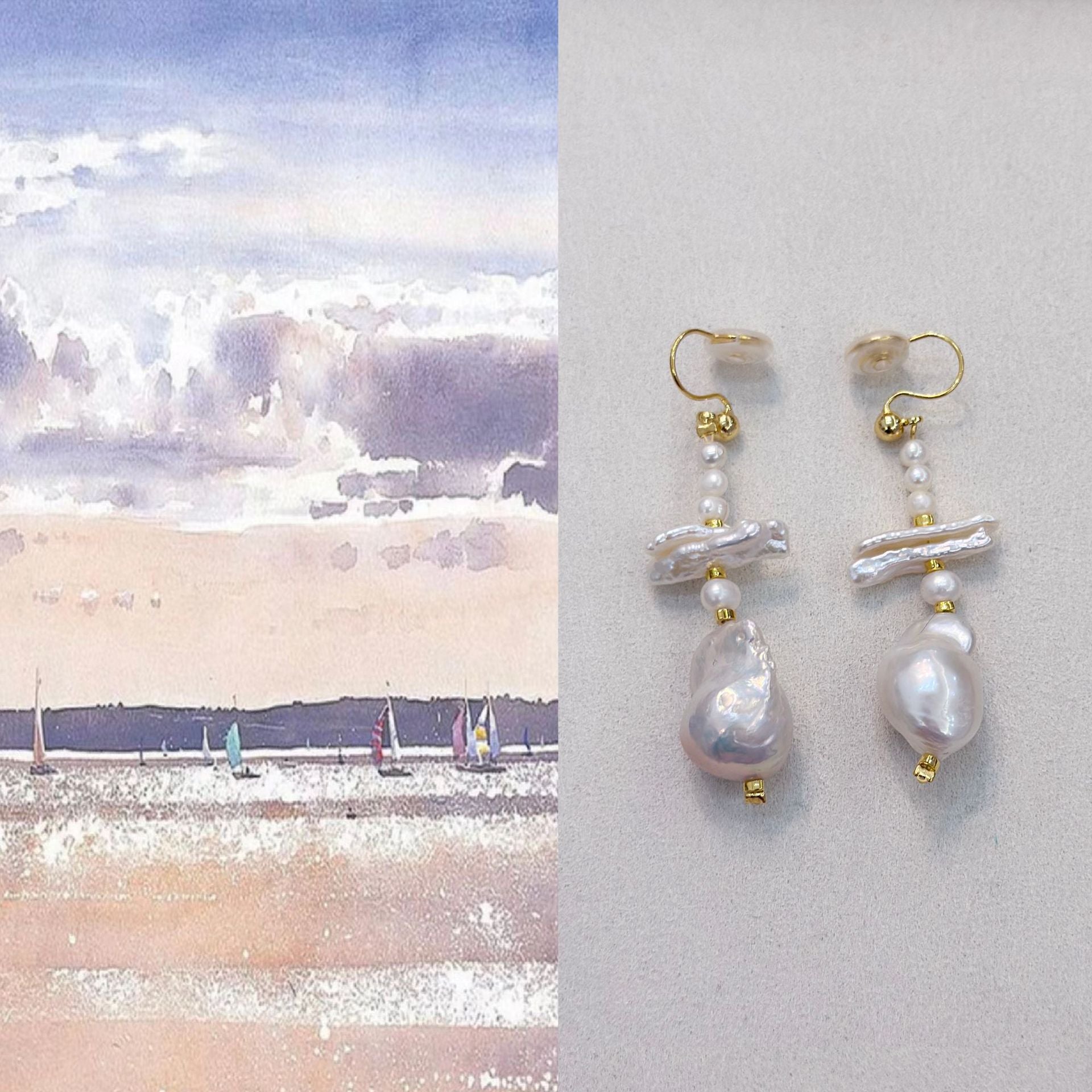 JEKIRA Natural Baroque Pearl Copper Gold-Plated Earrings